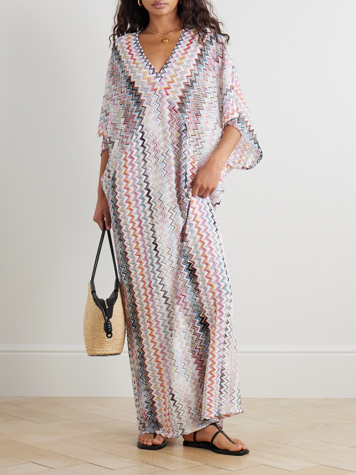 MISSONI STRIPED CROCHET-KNIT COVERUP