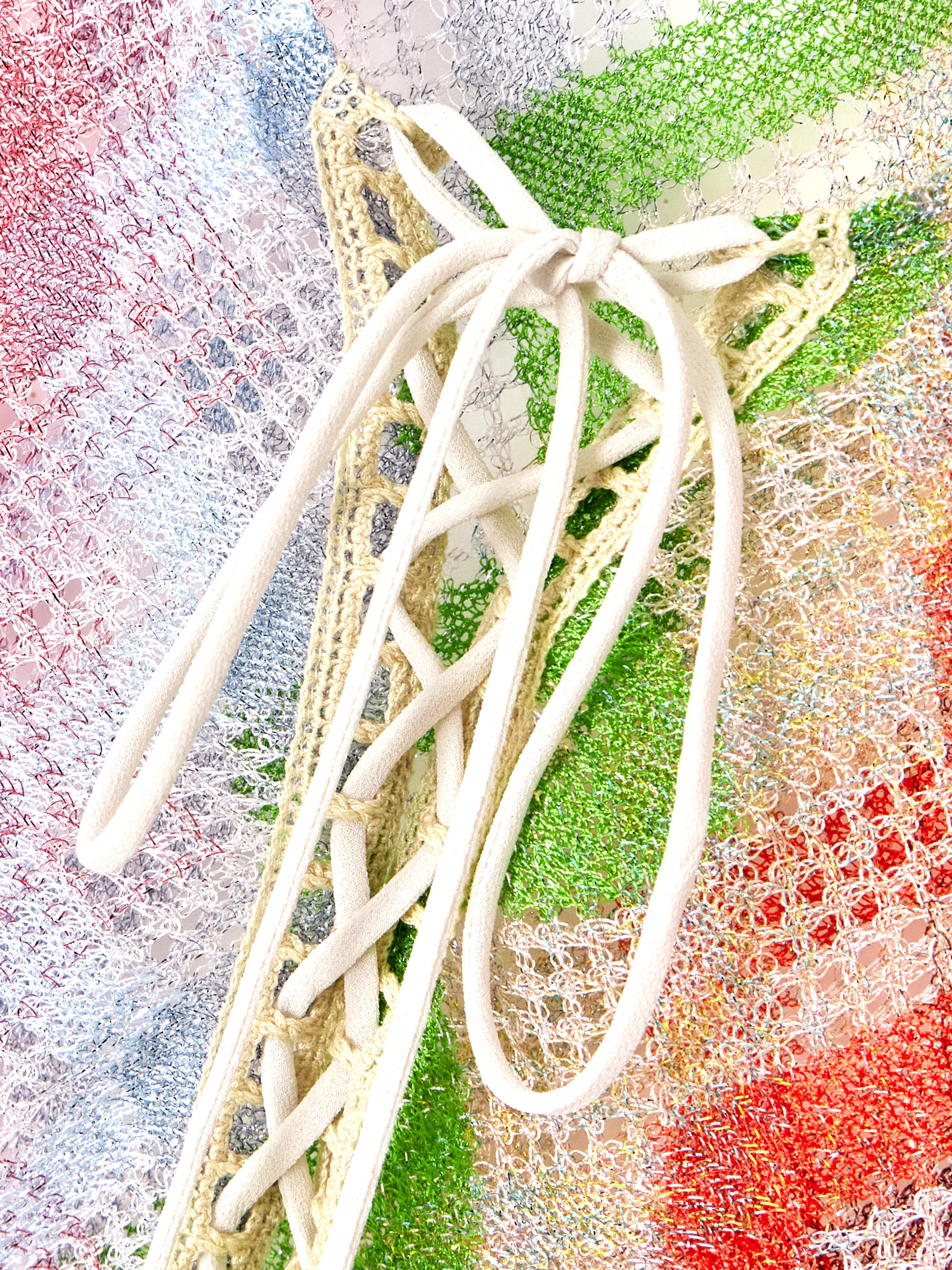 Missoni Mare lace-up metallic crochet-knit mini dress