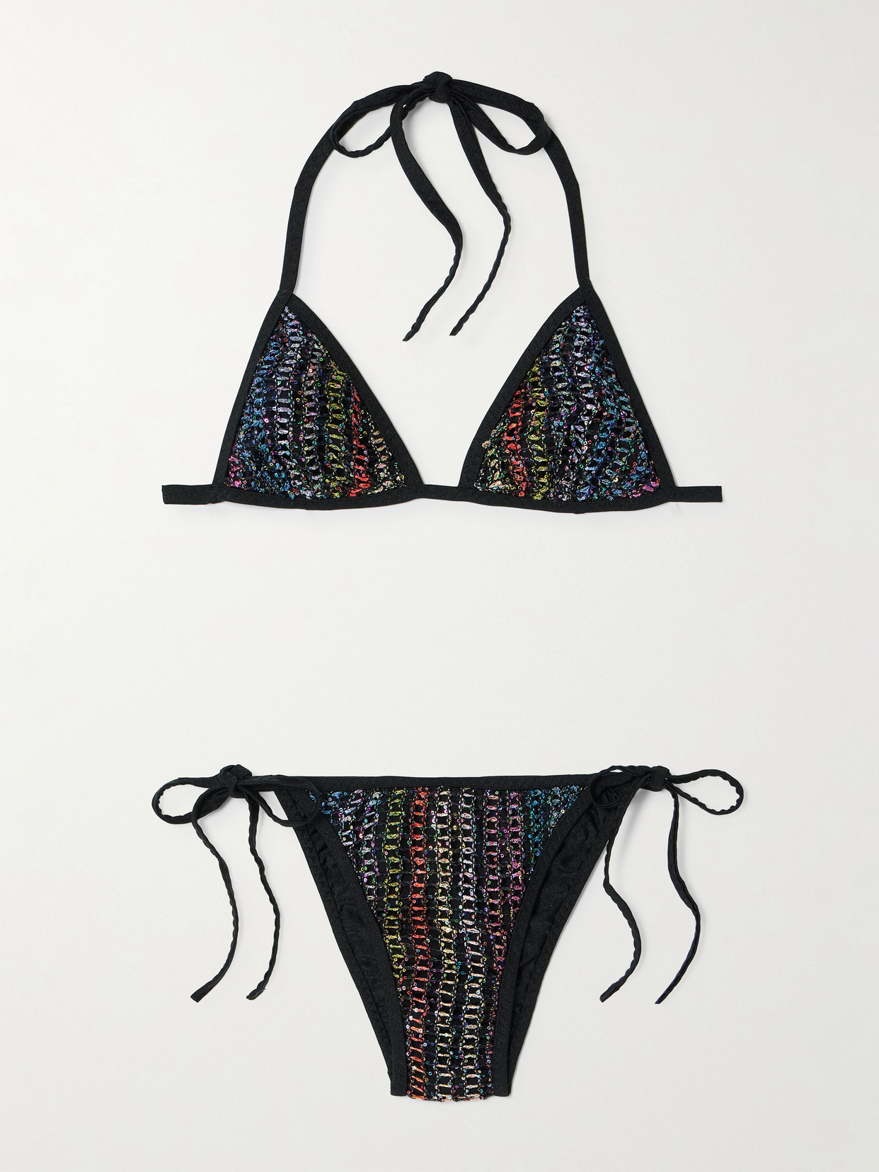 Missoni Mare Sequined Metallic Crochet-knit Triangle Bikini