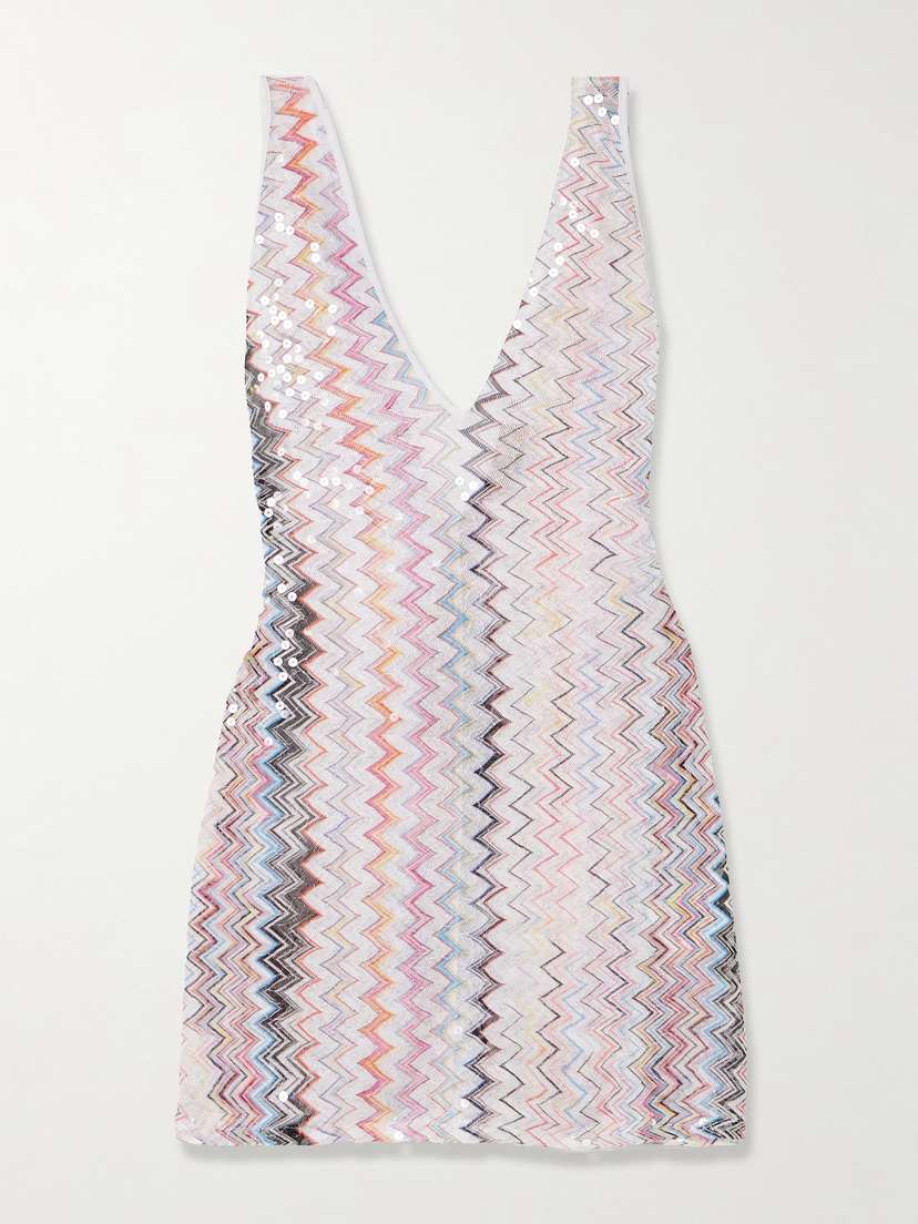 Missoni Sequined Crochet-knit Mini Dress