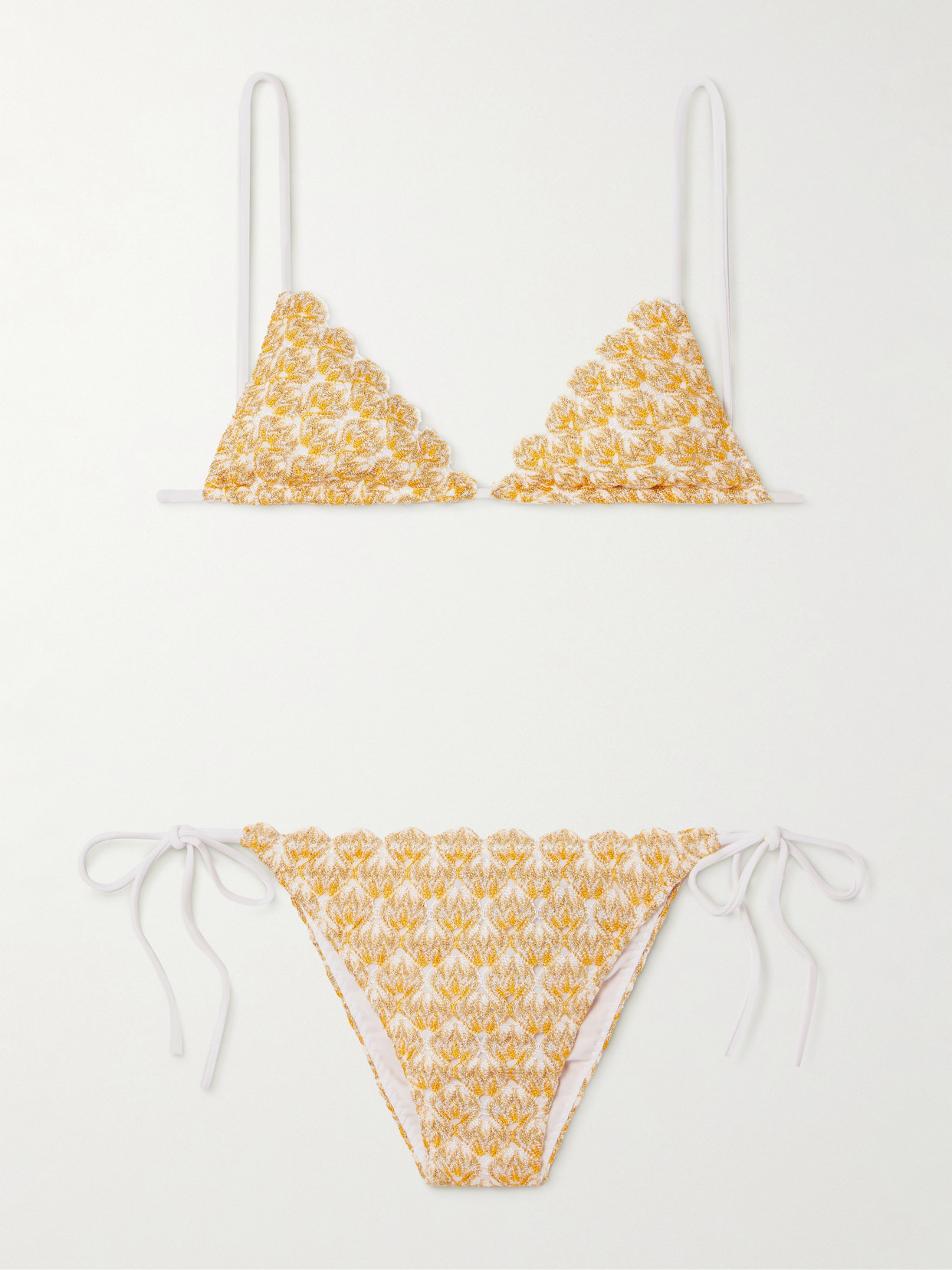 Missoni Mare Metallic Crochet-knit Bikini In Yellow