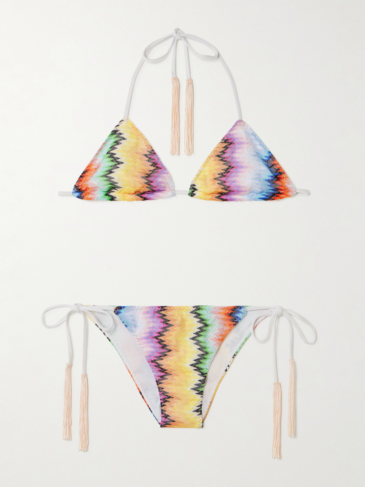 Missoni Mare Fringed Striped Crochet-knit Triangle Bikini