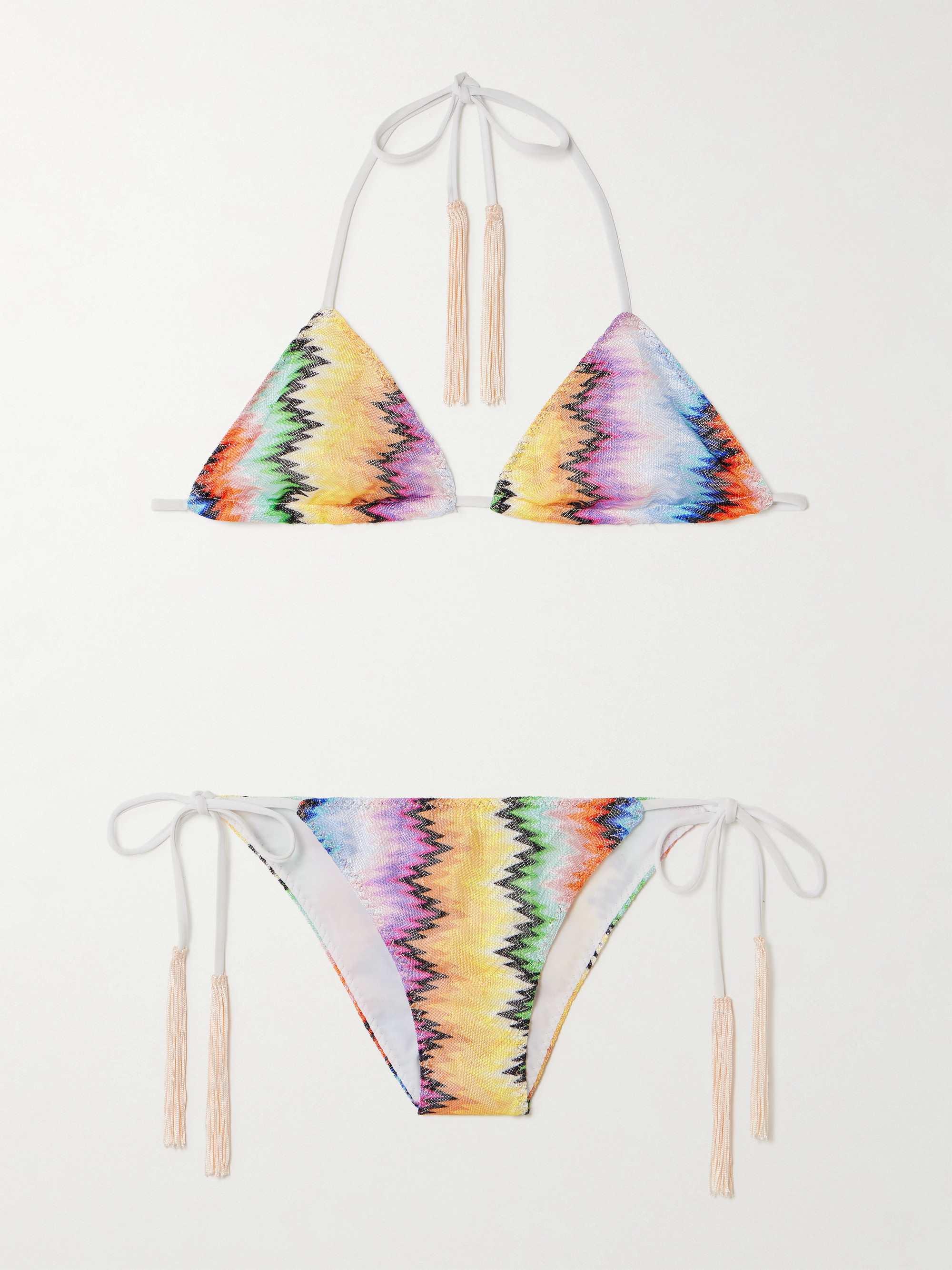 Missoni Mare fringed striped crochet-knit triangle bikini thumbnail