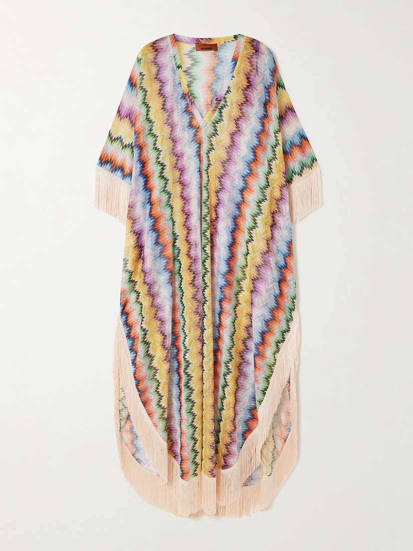 Missoni Mare Fringed Dégradé Stripes Crochet-knit Kaftan