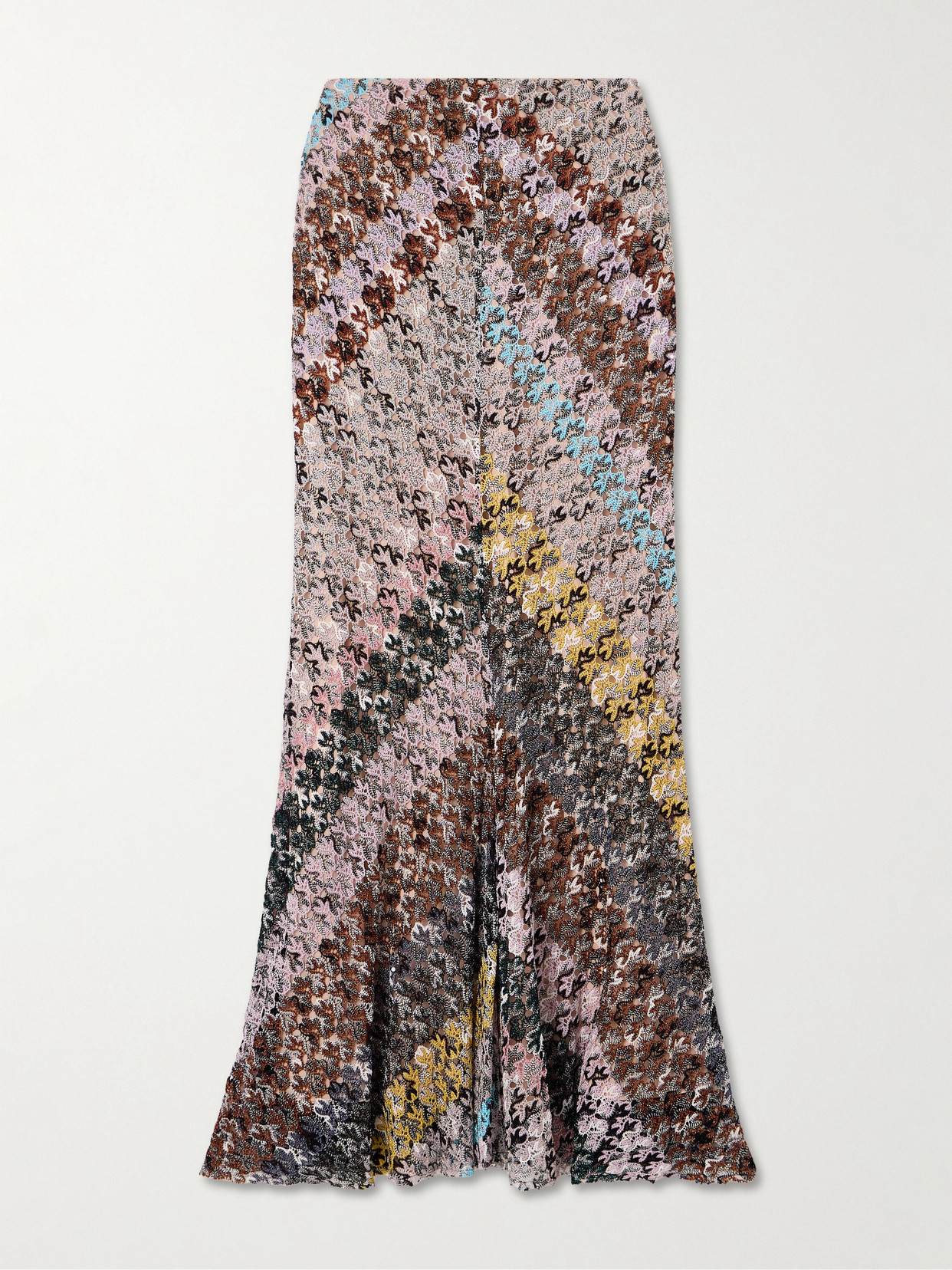 Missoni Striped Metallic Crocheted Lace Maxi Skirt