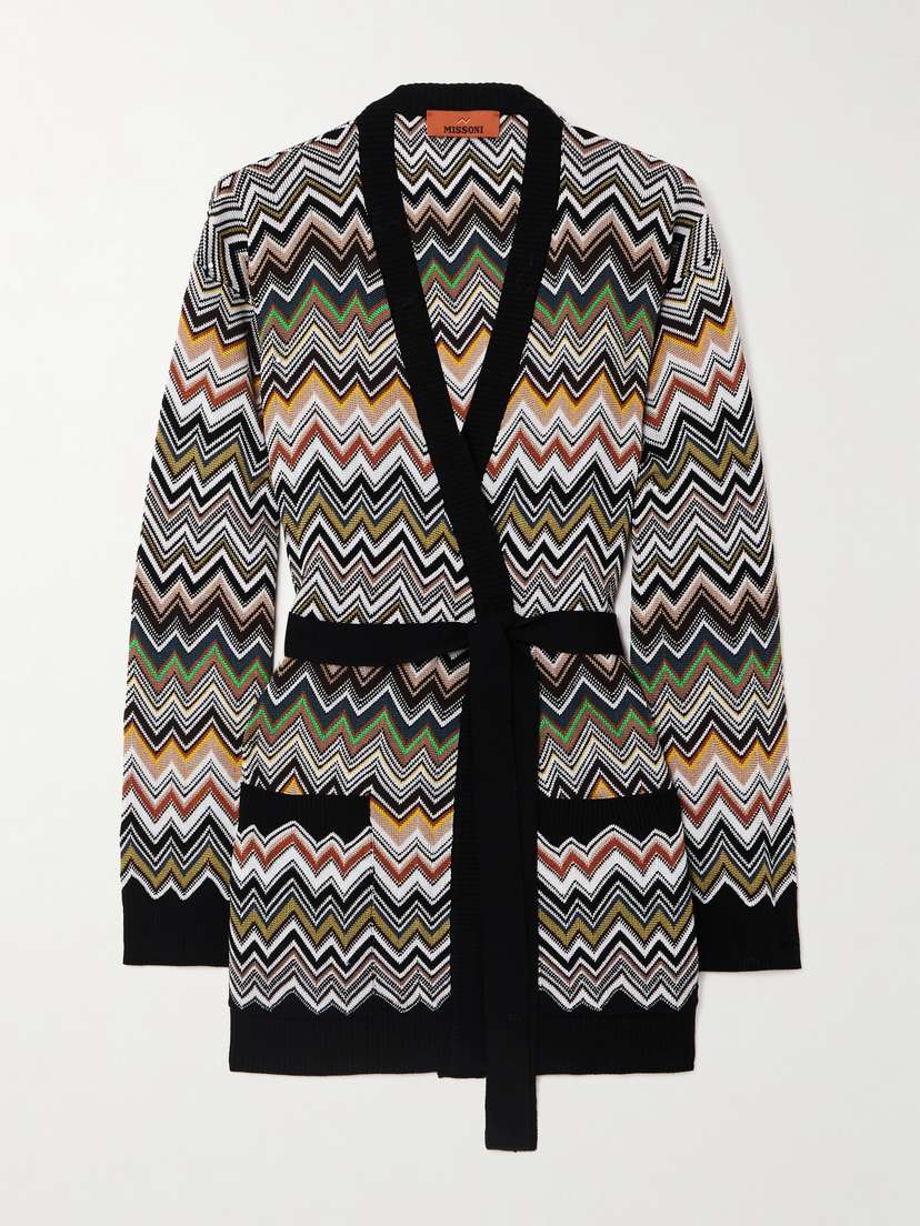 Missoni Belted Striped Jacquard-knit Cardigan