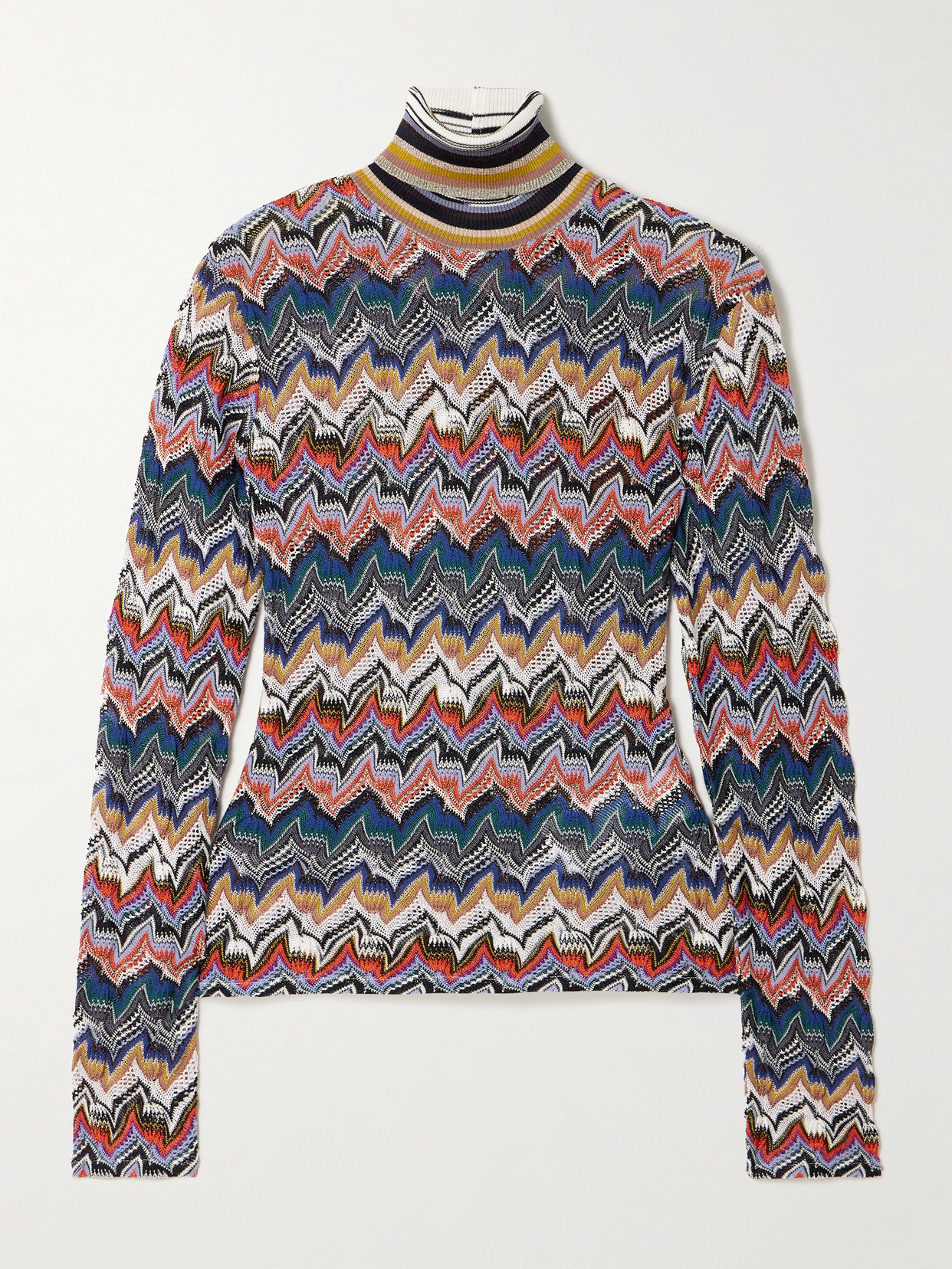 Missoni Metallic Crochet-knit Turtleneck Sweater