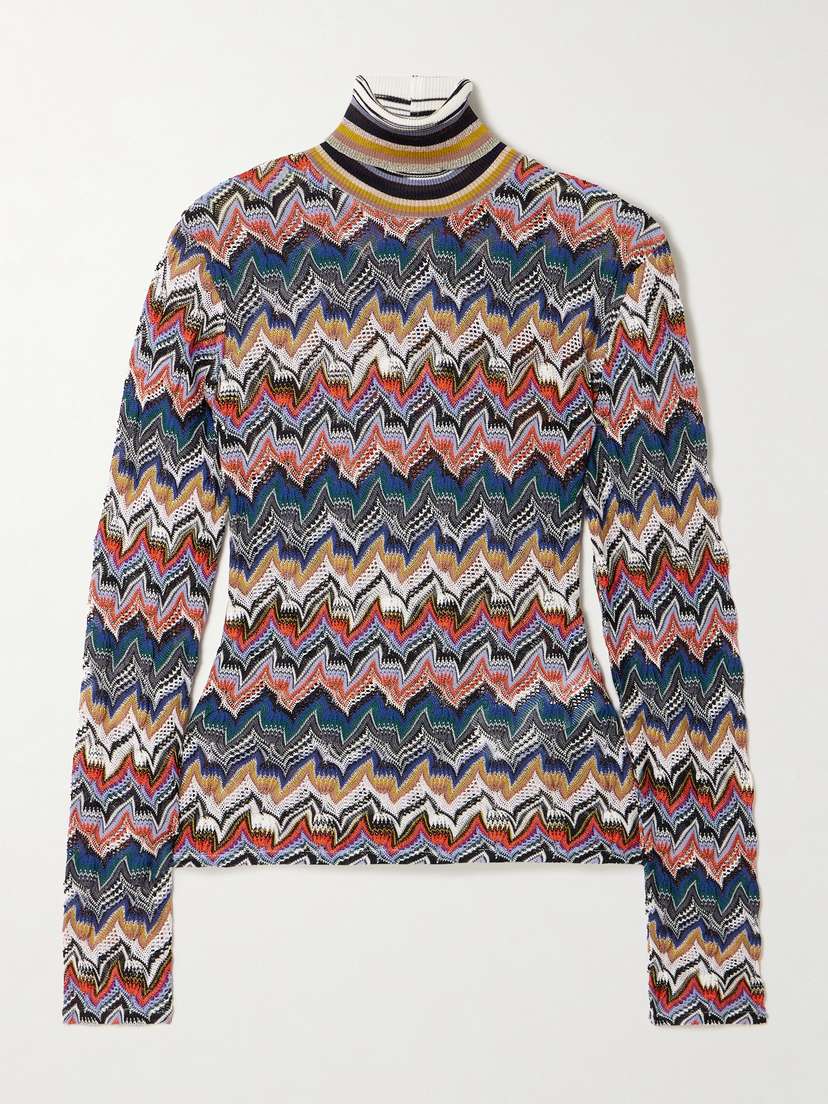 Missoni Metallic Crochet-knit Turtleneck Sweater