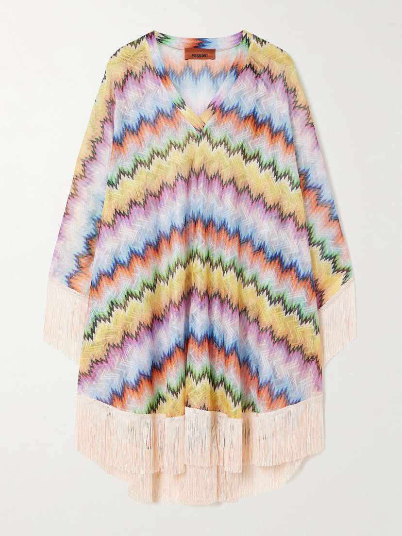 Missoni Mare Fringed Striped Crochet-knit Kaftan