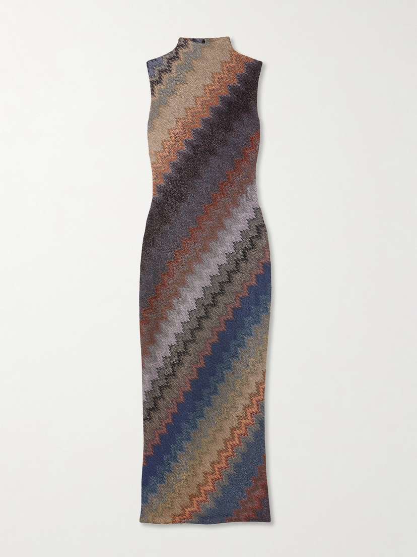 Missoni Metallic Striped Crochet-knit Maxi Dress