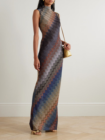 Missoni Metallic striped crochet-knit maxi dress