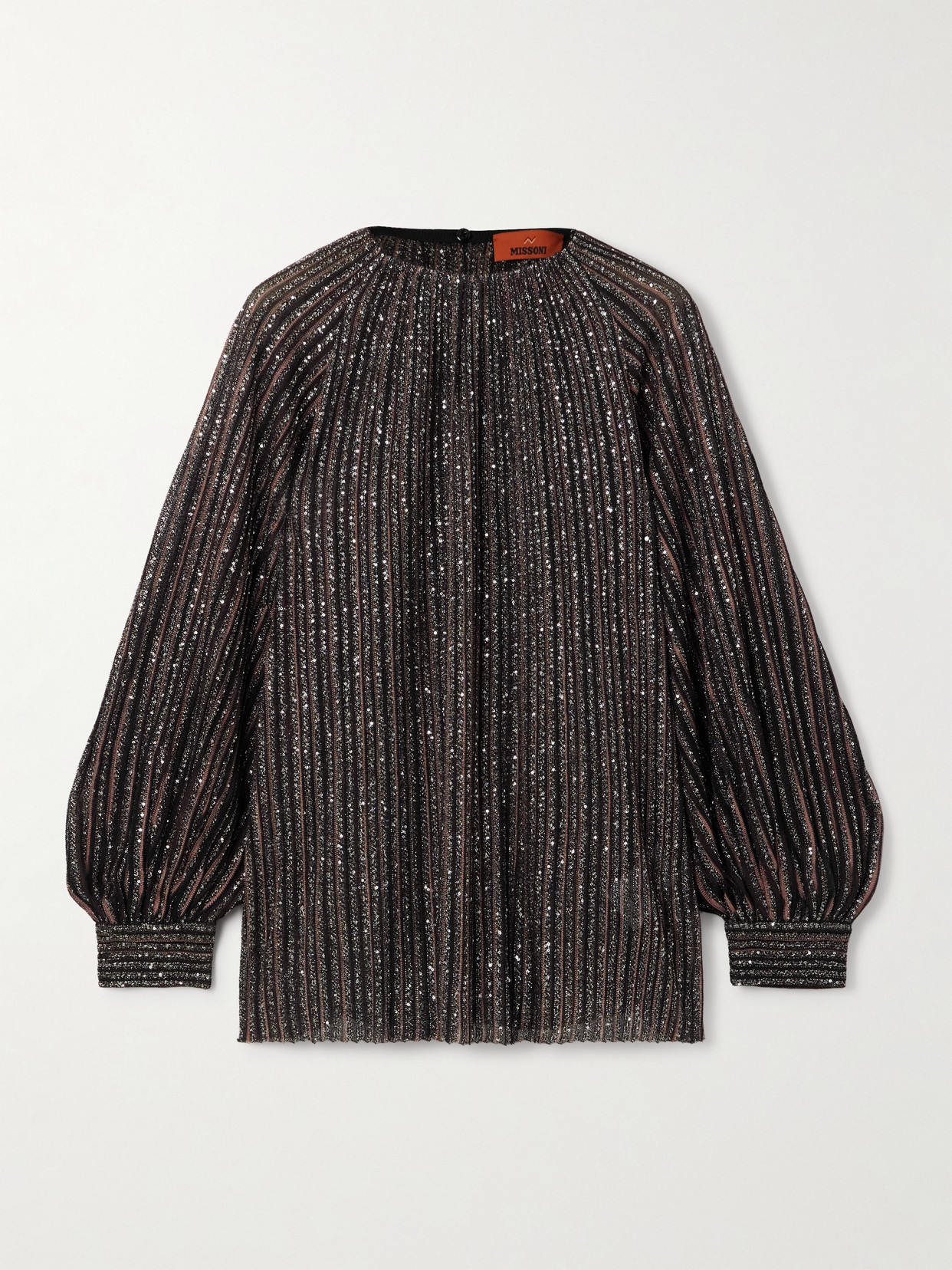 Missoni Sequin-embellished Striped Metallic Crochet-knit Blouse In Metallic