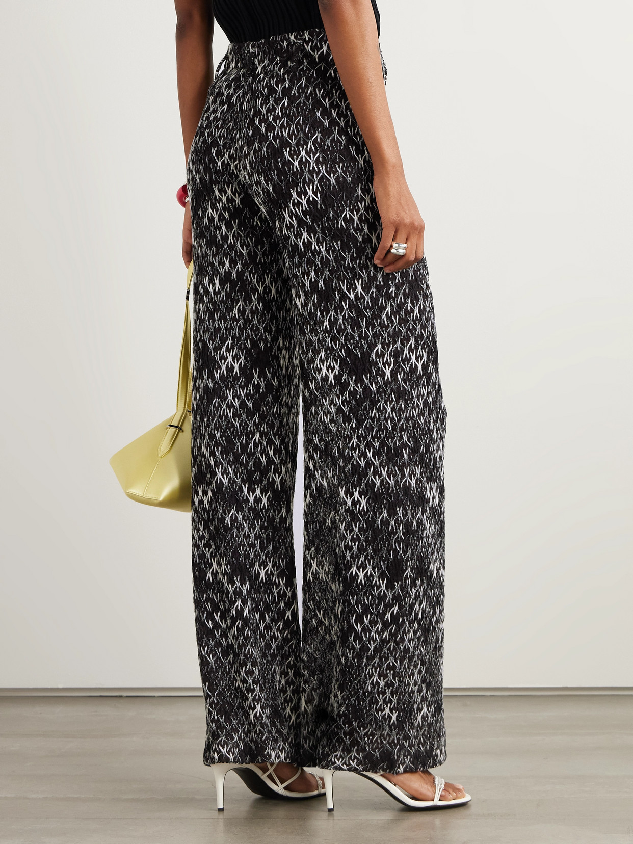 Missoni Crochet-knit Space-dyed Wool-blend Wide-leg Pants In Black