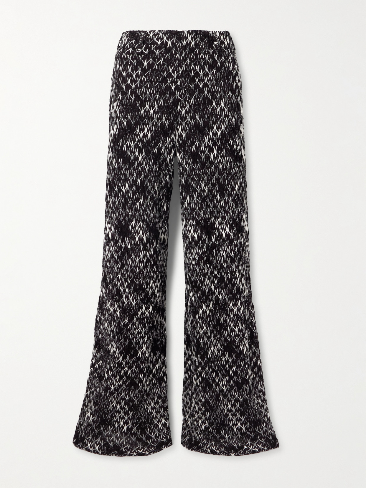 Missoni Crochet-knit Space-dyed Wool-blend Wide-leg Pants In Black