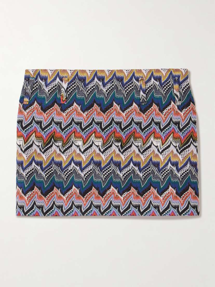 Missoni Striped Metallic Crochet-knit Mini Skirt