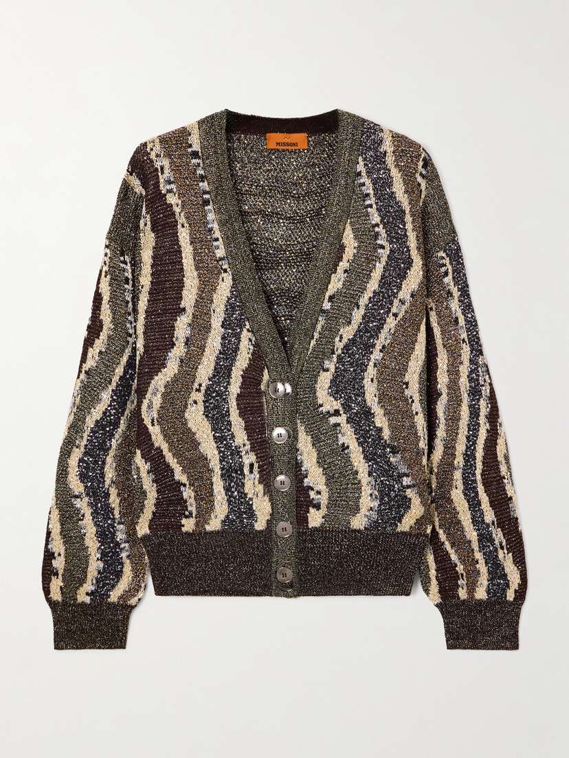 Missoni Sequin-embellished Striped Metallic Jacquard-knit Cardigan