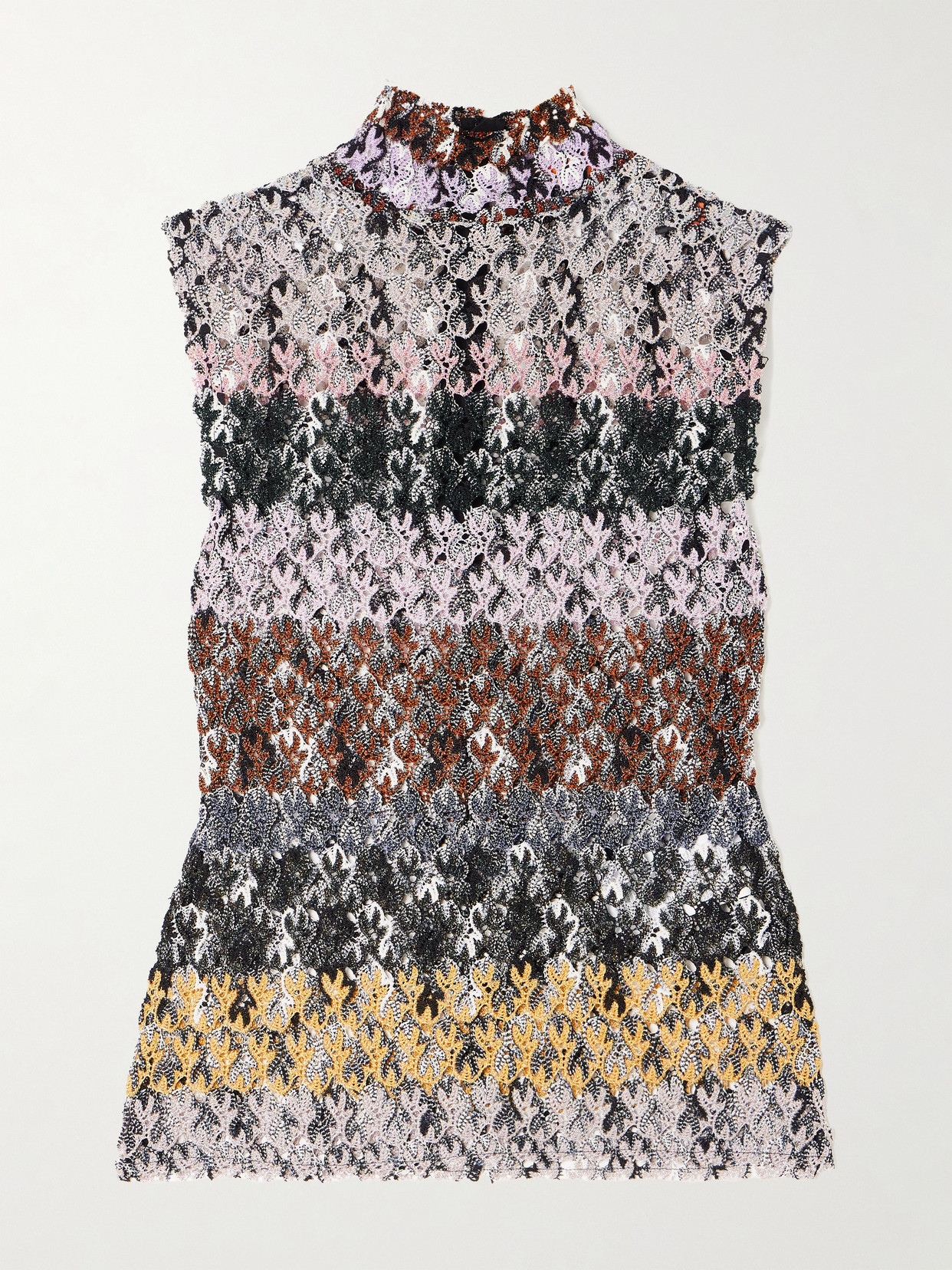 Missoni Striped Metallic Crochet-knit Tank