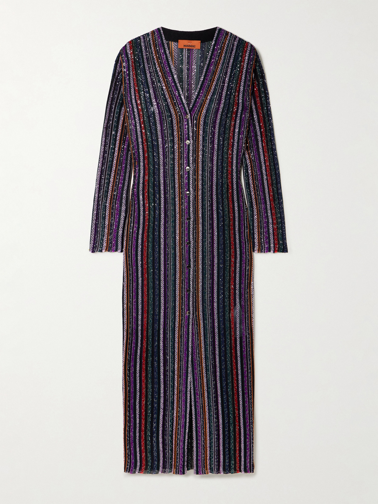 Missoni Sequin-embellished Striped Crochet-knit Cardigan