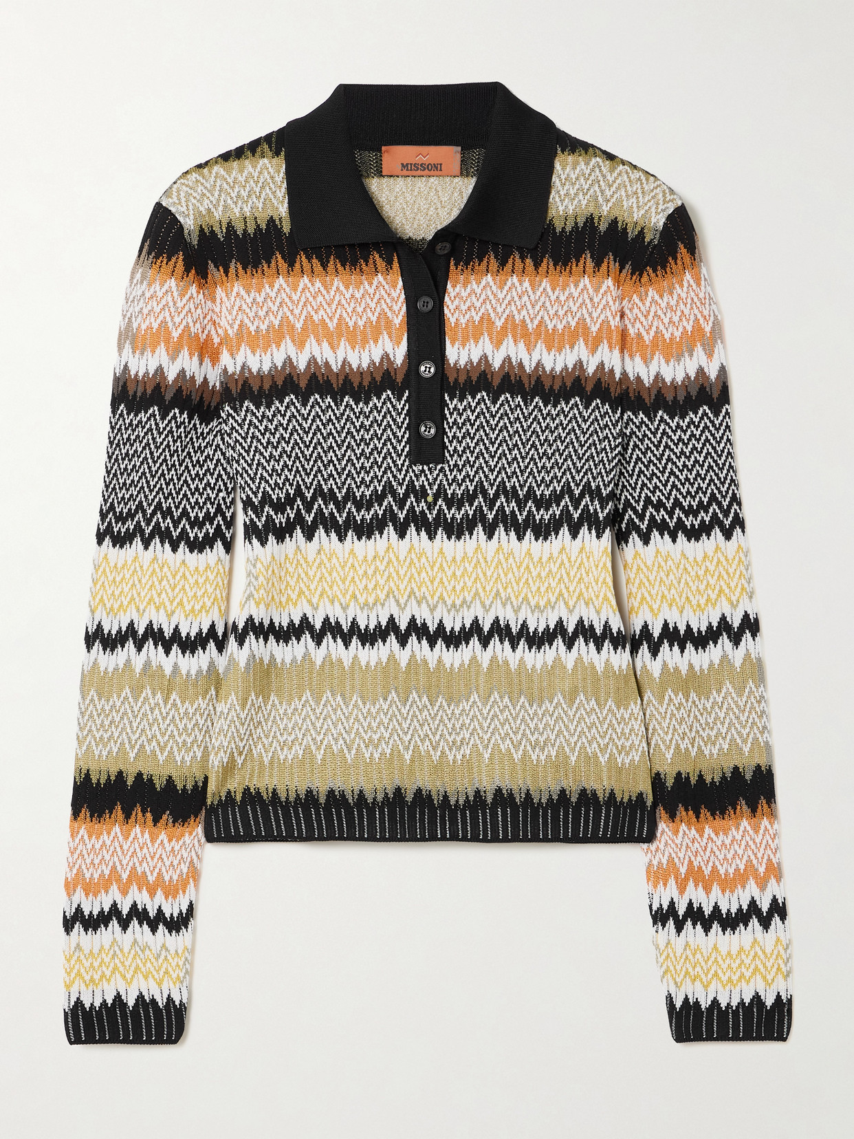 Missoni Striped Crochet-knit Polo Shirt
