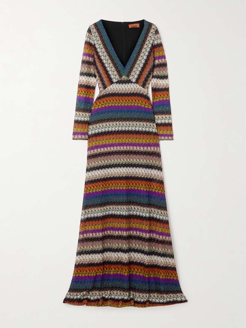 Missoni Striped Metallic Crochet-knit Maxi Dress