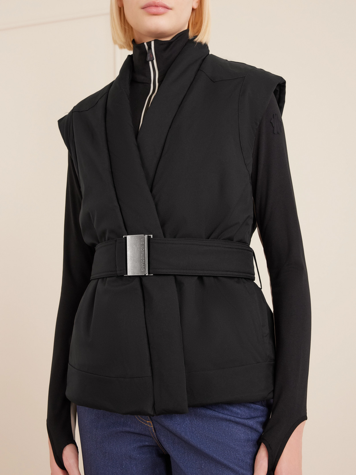 We Norwegians Western Belted Fringe-trimmed Ski Vest In Black