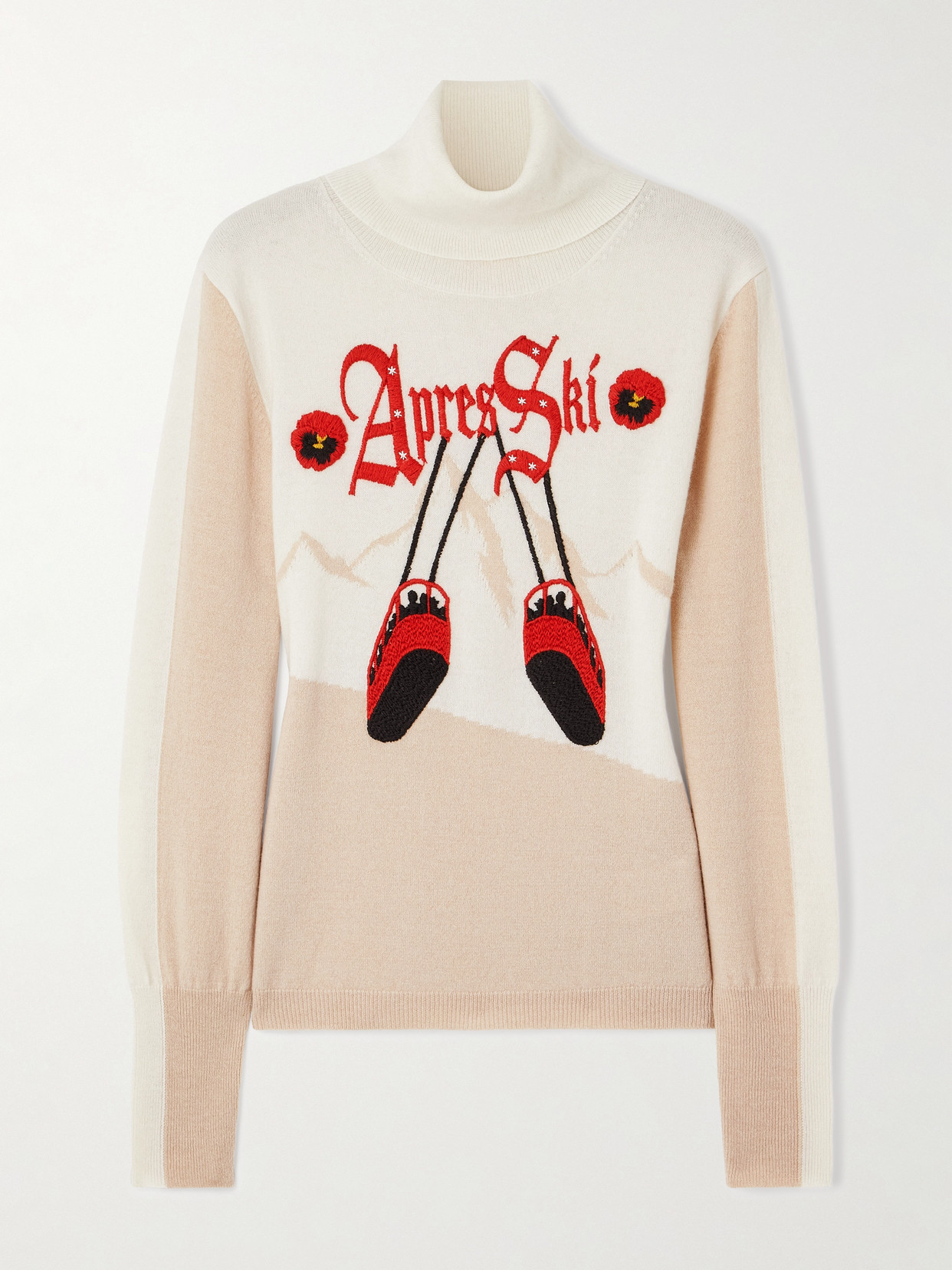 We Norwegians + Markarian Aprés Ski Embroidered Jacquard-knit Wool And Cashmere-blend Turtleneck Sweater In Neutral