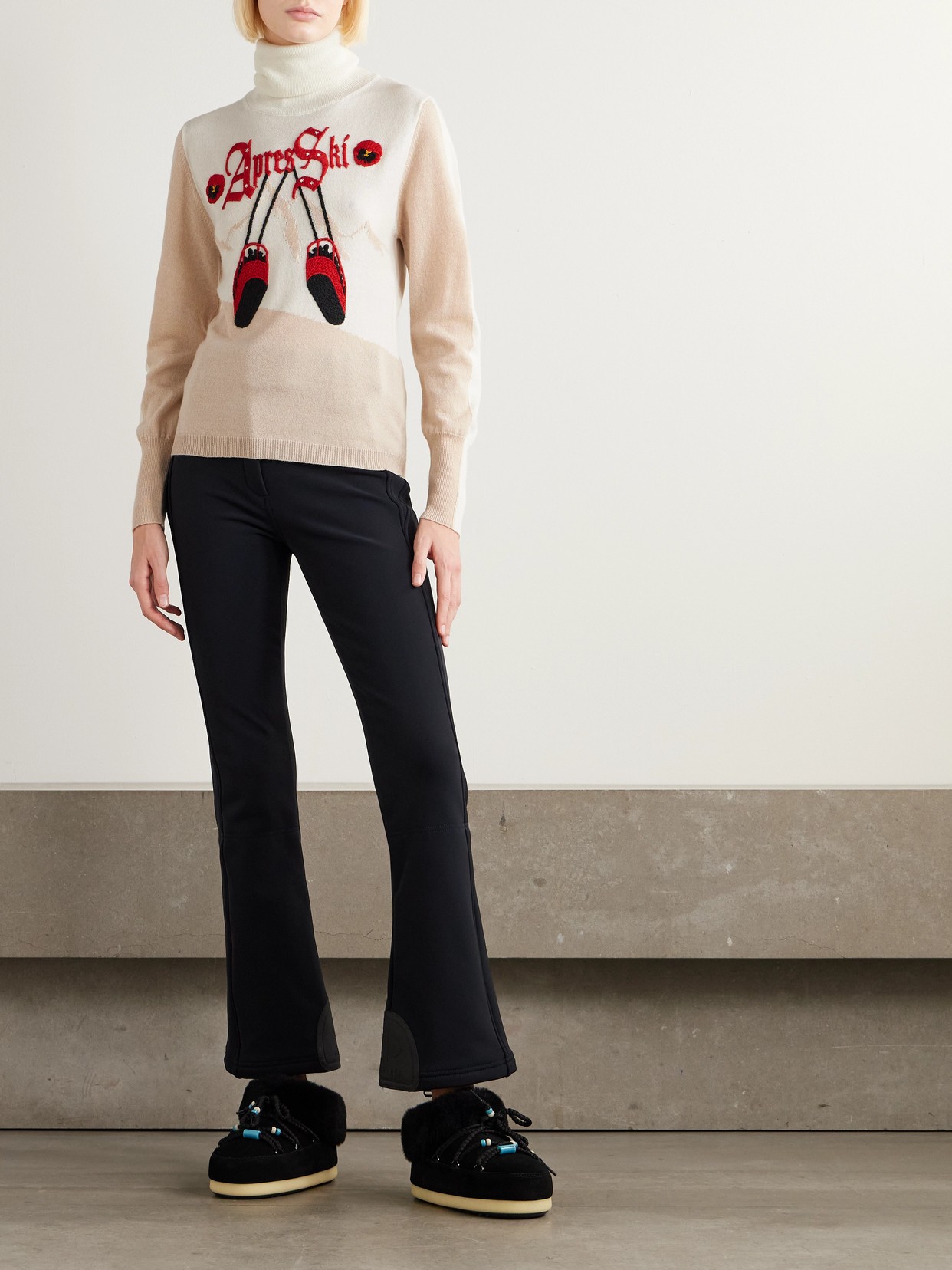 We Norwegians + Markarian Aprés Ski Embroidered Jacquard-knit Wool And Cashmere-blend Turtleneck Sweater In Neutral