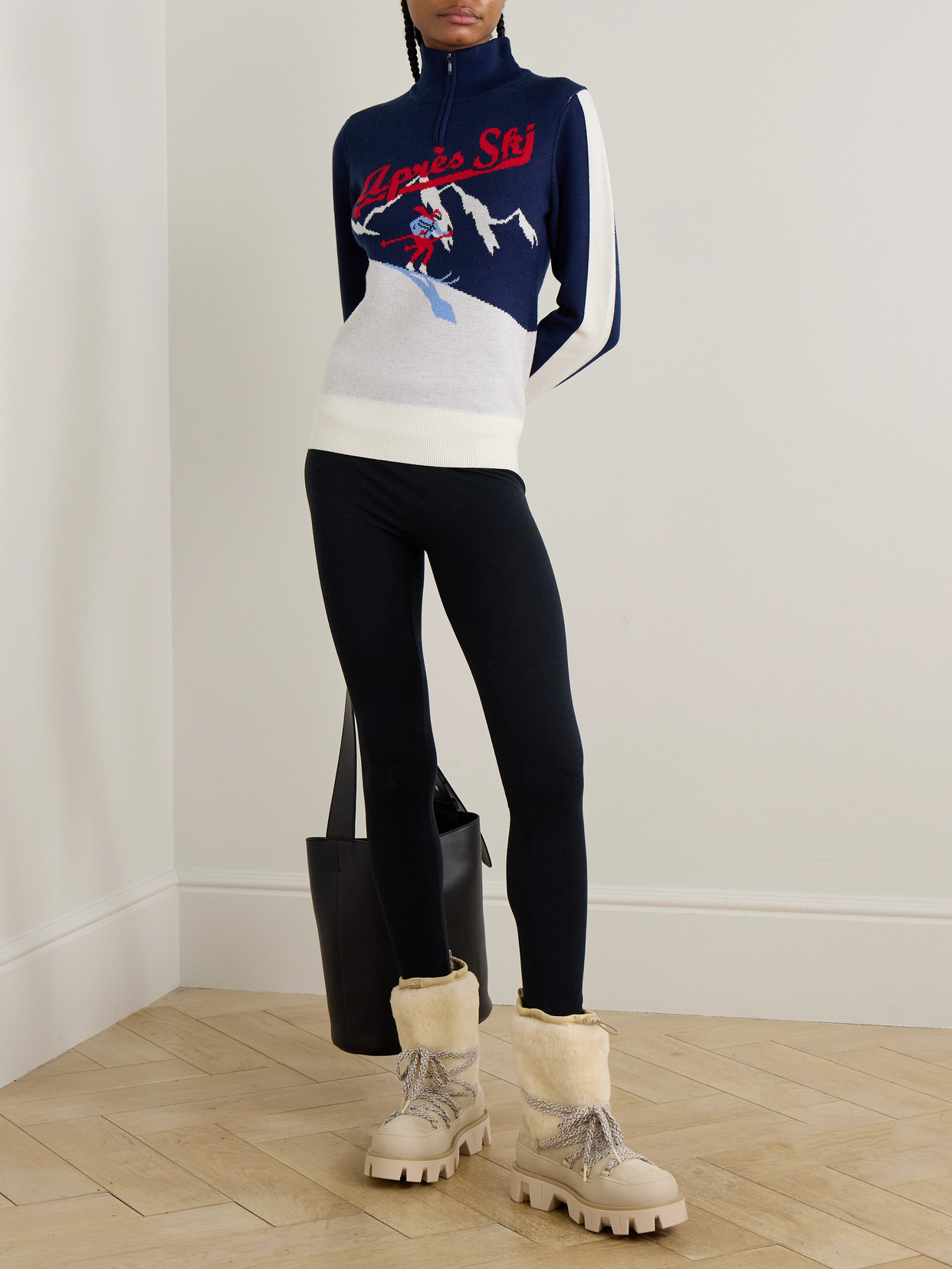 Afterski Jacquard-Knit Merino Wool Half-Zip Sweater