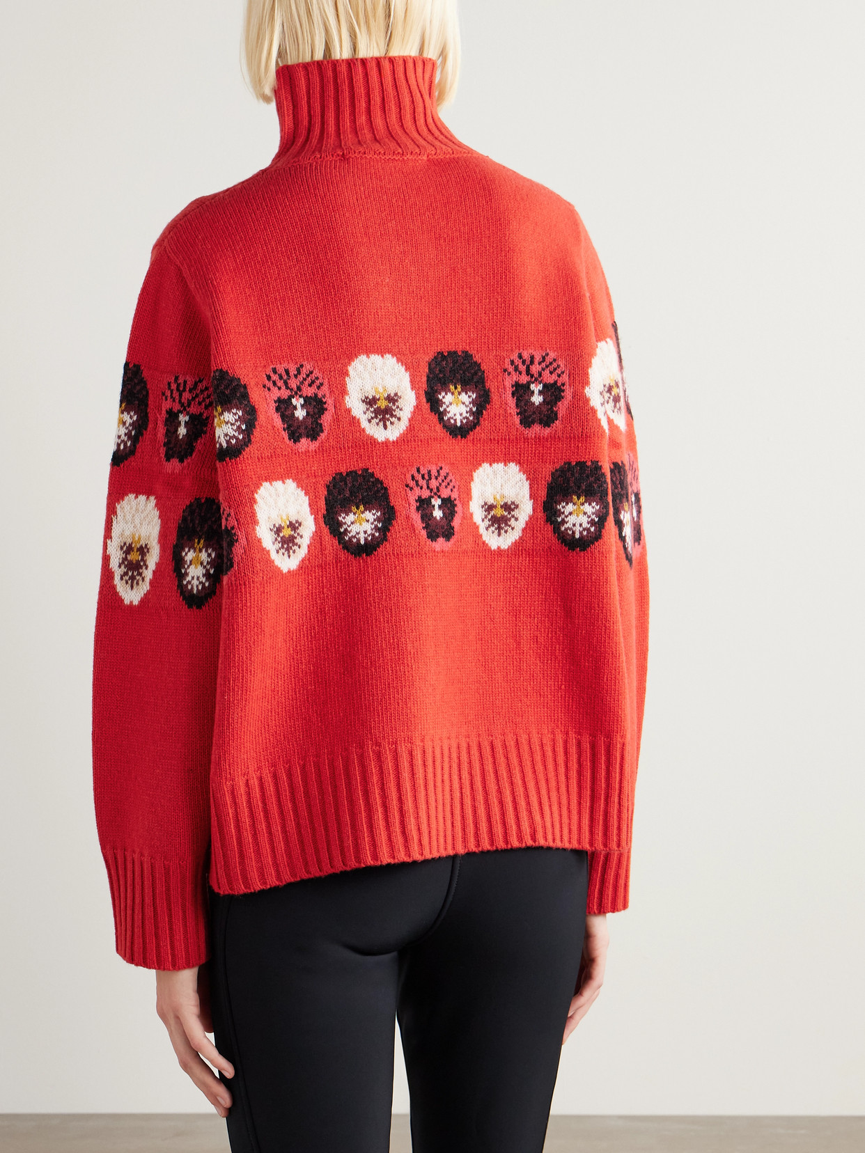 We Norwegians + Markarian Jacquard-knit Wool-blend Turtleneck Sweater In Red