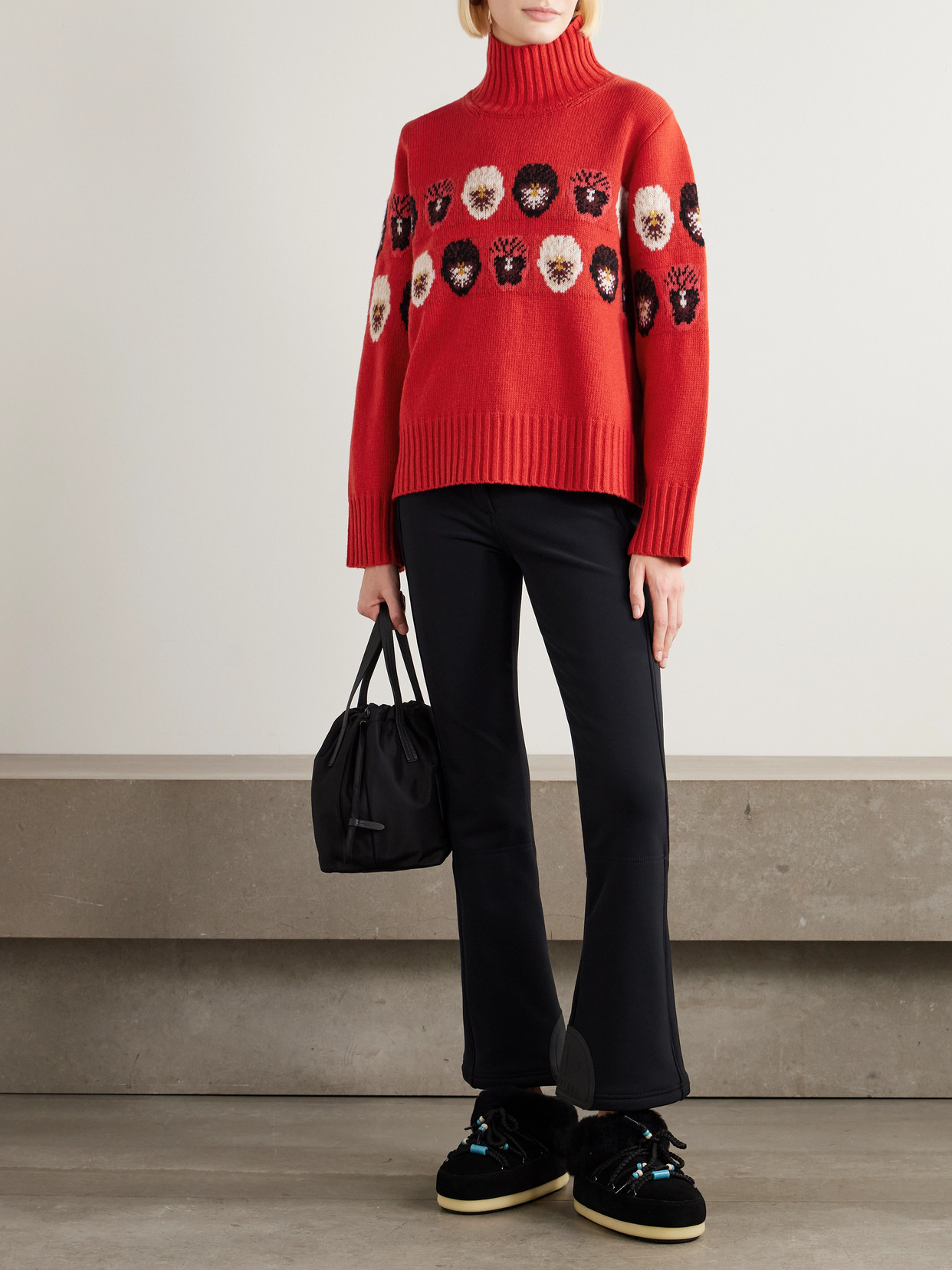 We Norwegians + Markarian Jacquard-knit Wool-blend Turtleneck Sweater In Red