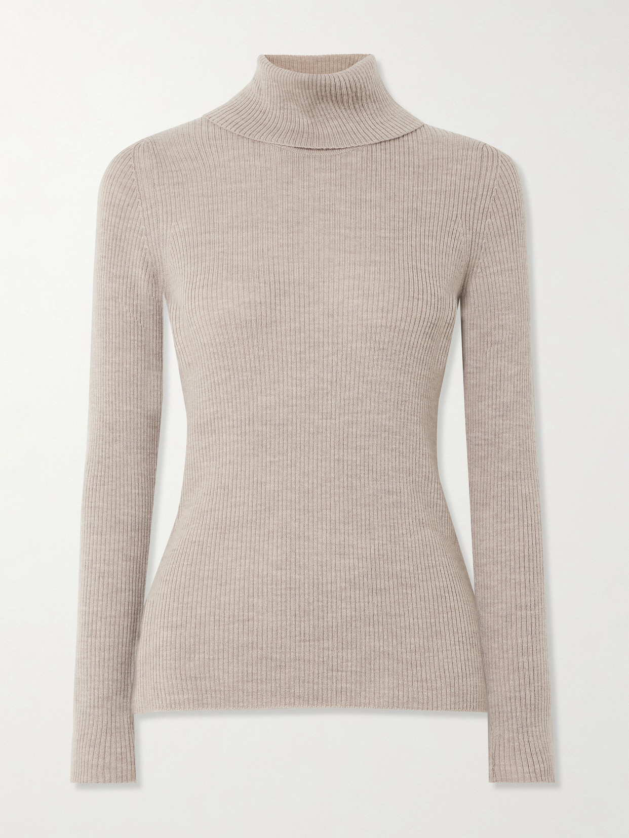 We Norwegians Geilo Ribbed Merino Wool Turtleneck Sweater In Brown