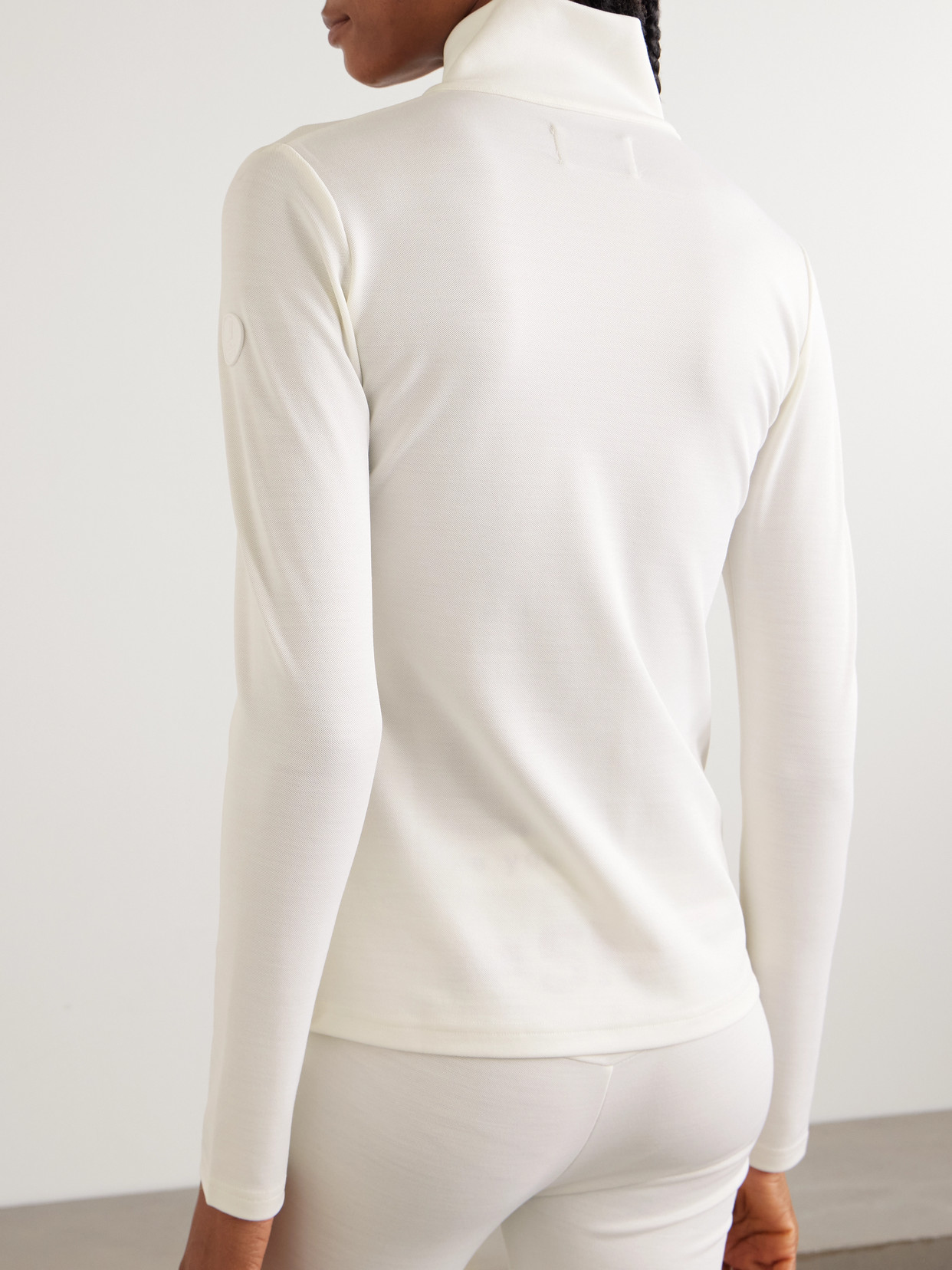 Bibi Printed Merino Wool-Blend Piqué Half-Zip Sweatshirt
