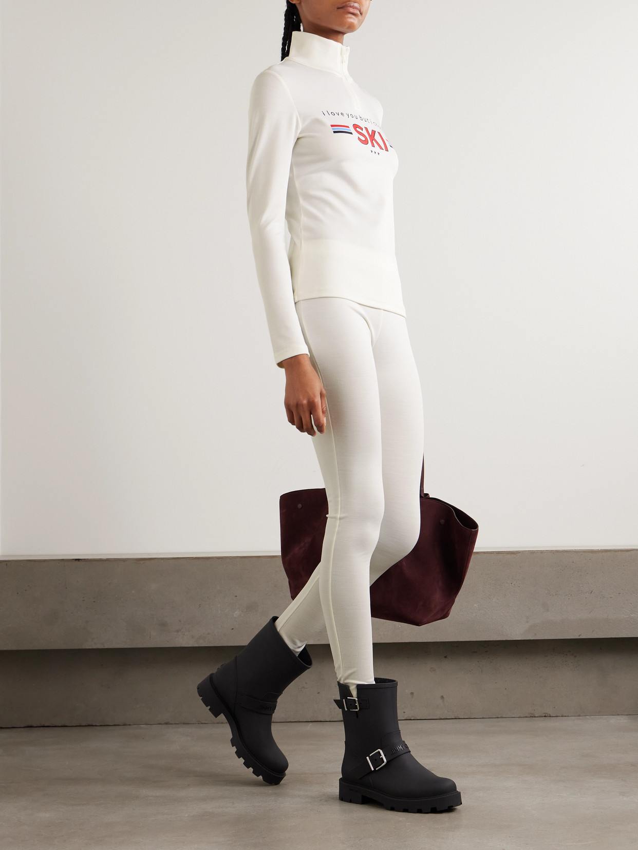 Bibi Printed Merino Wool-Blend Piqué Half-Zip Sweatshirt