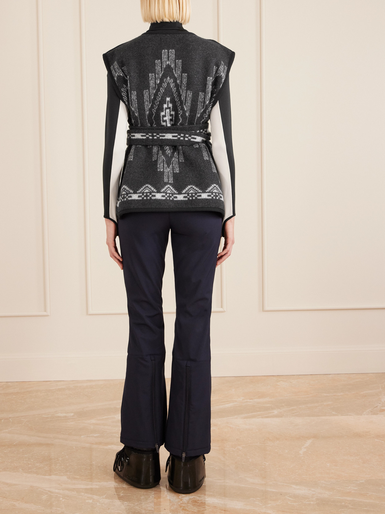 We Norwegians Kautokeino Belted Jacquard-knit Wool Vest In Black