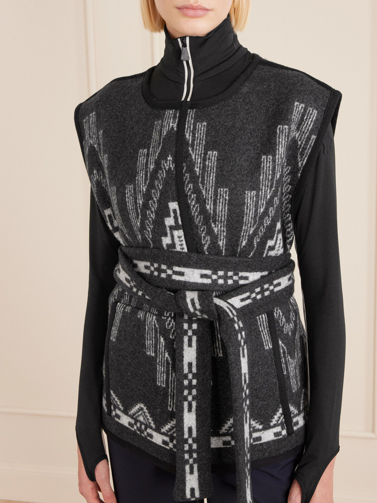 We Norwegians Kautokeino Belted Jacquard-knit Wool Vest In Black