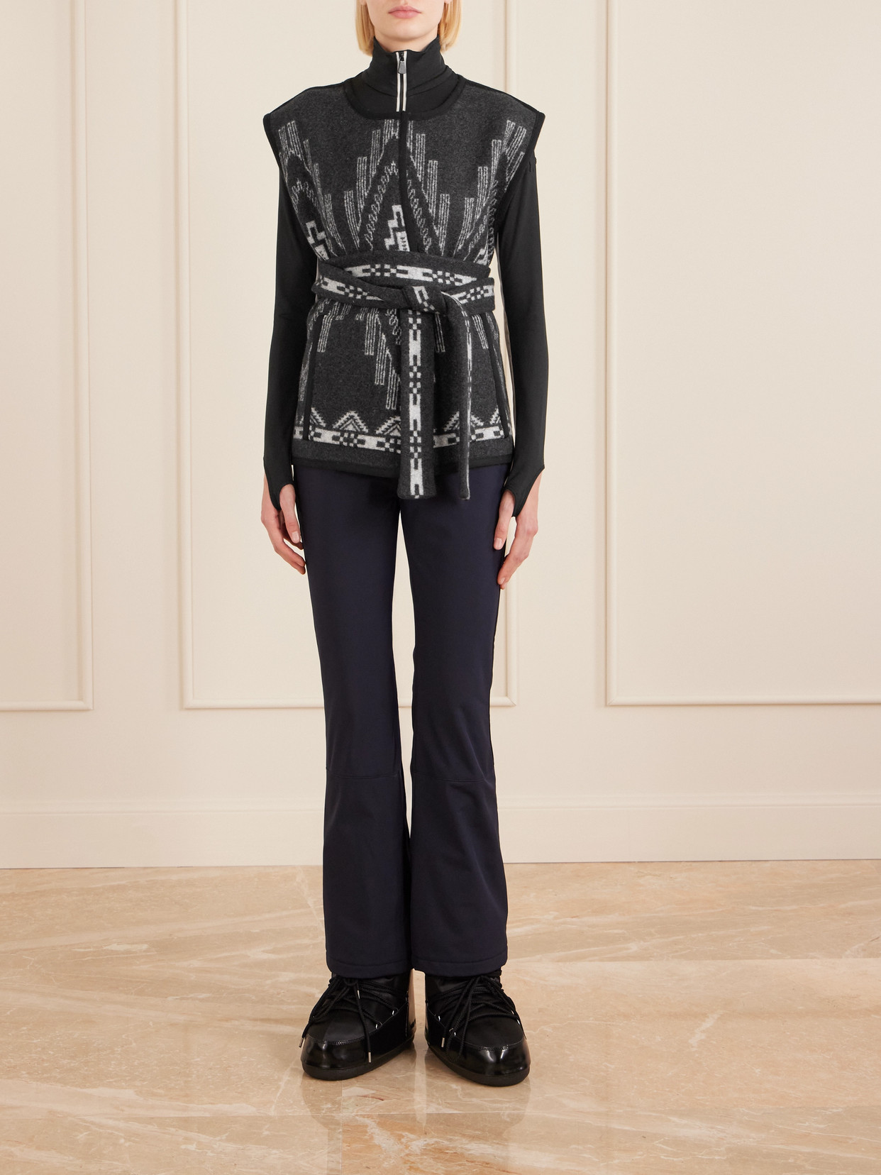 We Norwegians Kautokeino Belted Jacquard-knit Wool Vest In Black