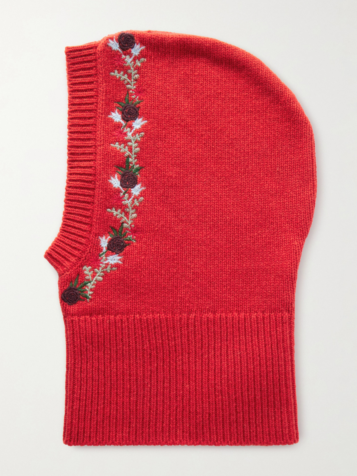 We Norwegians + Markarian Embroidered Wool-bend Balaclava In Red