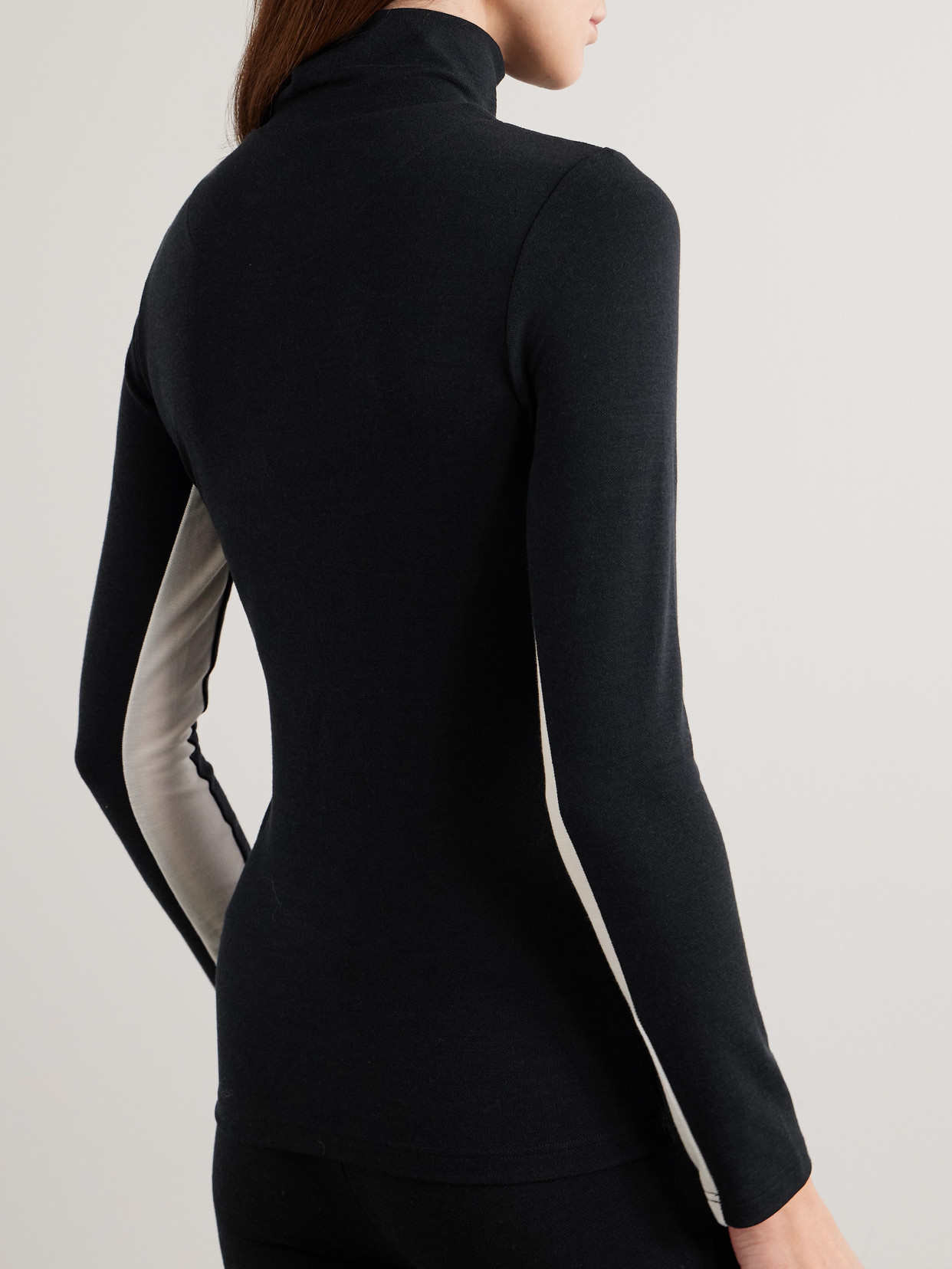 Voss Striped Merino Wool-Blend Piqué Ski Top