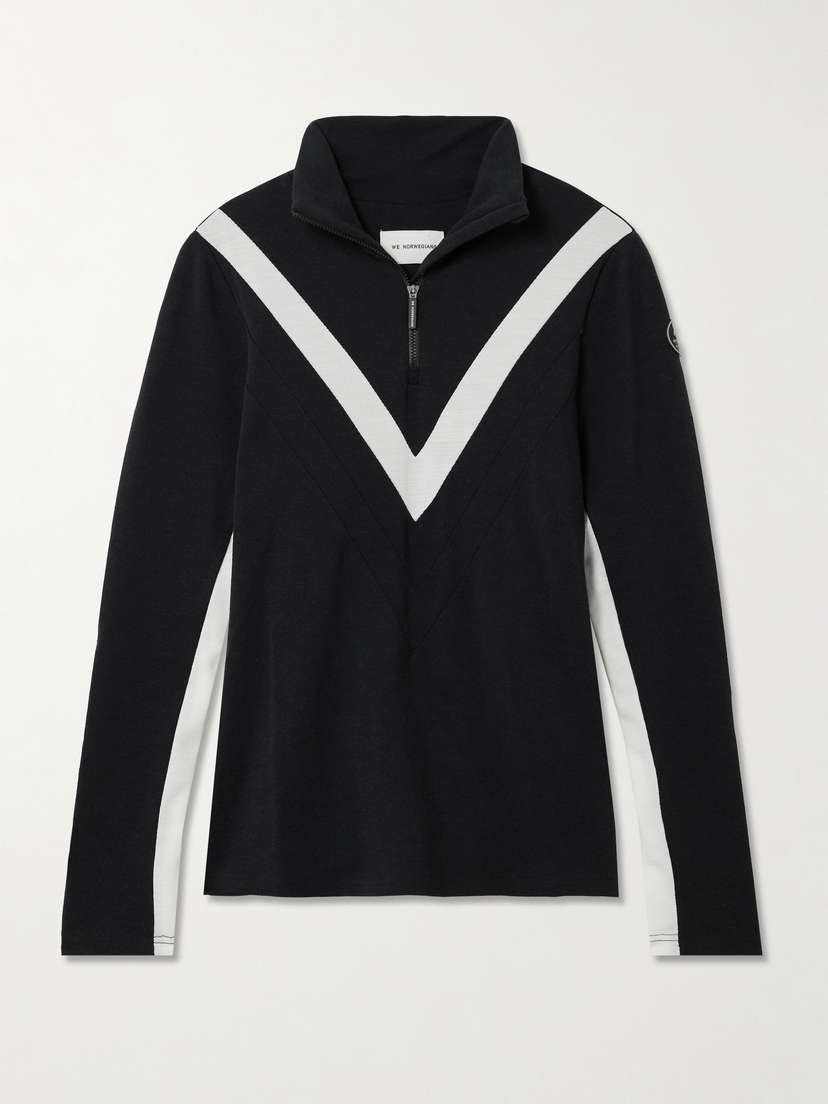 We Norwegians Voss Striped Merino Wool-blend Piqué Ski Top