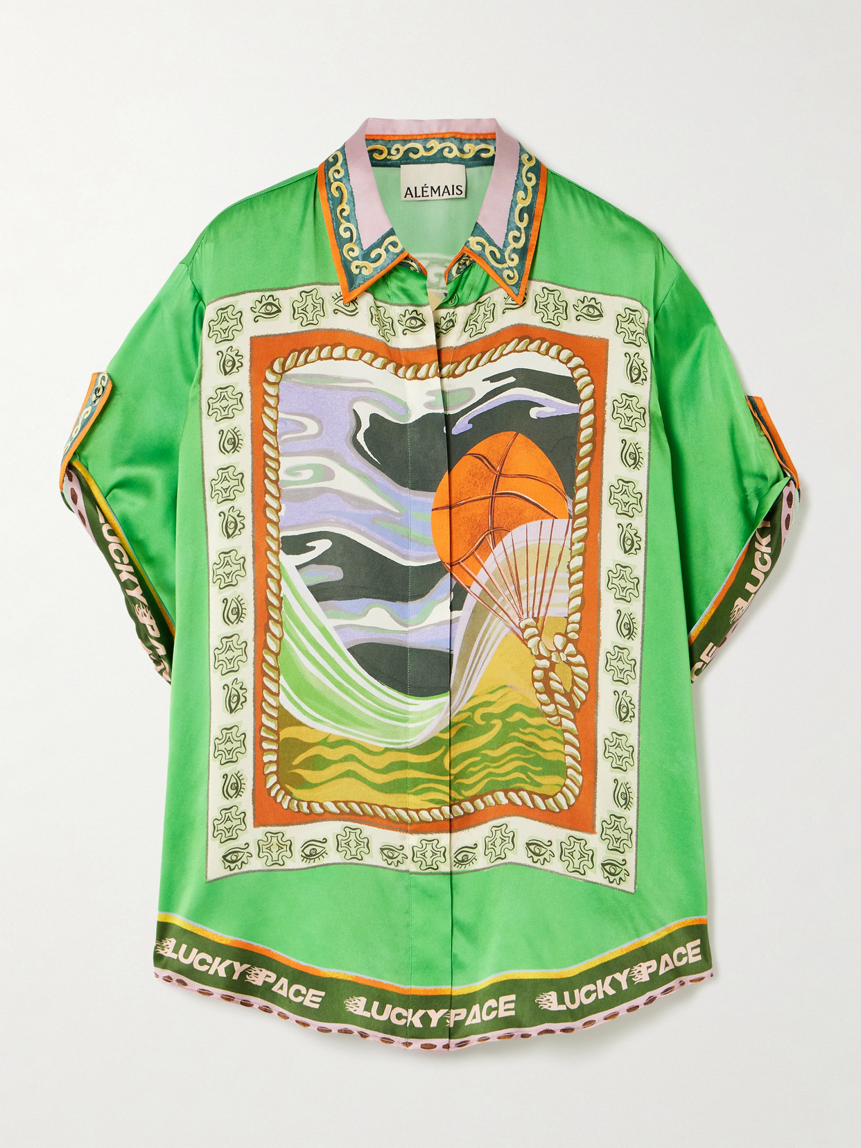 Alemais Lucky Pace Printed Silk-satin Shirt