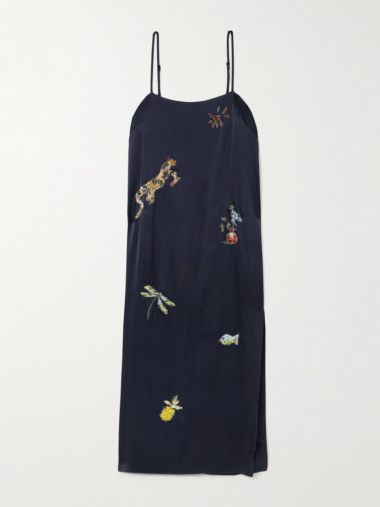 Alemais + Anouk Colantoni Fontaine Appliquéd Satin Midi Dress In Blue