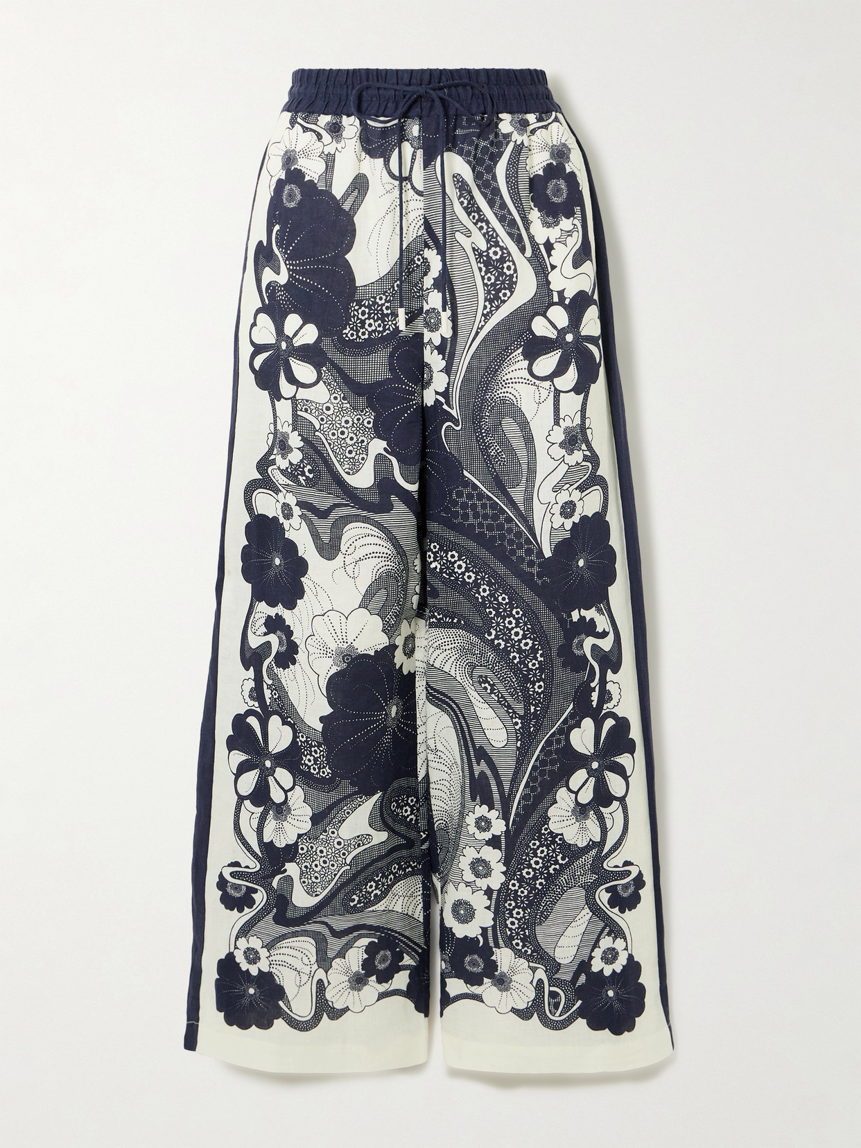 Alemais Mickey Floral-print Linen-gauze Wide-leg Pants