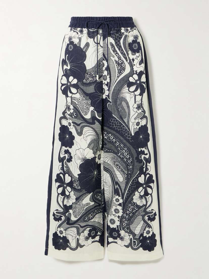 ALEMAIS Mickey Floral-print Linen-gauze Wide-leg Pants
