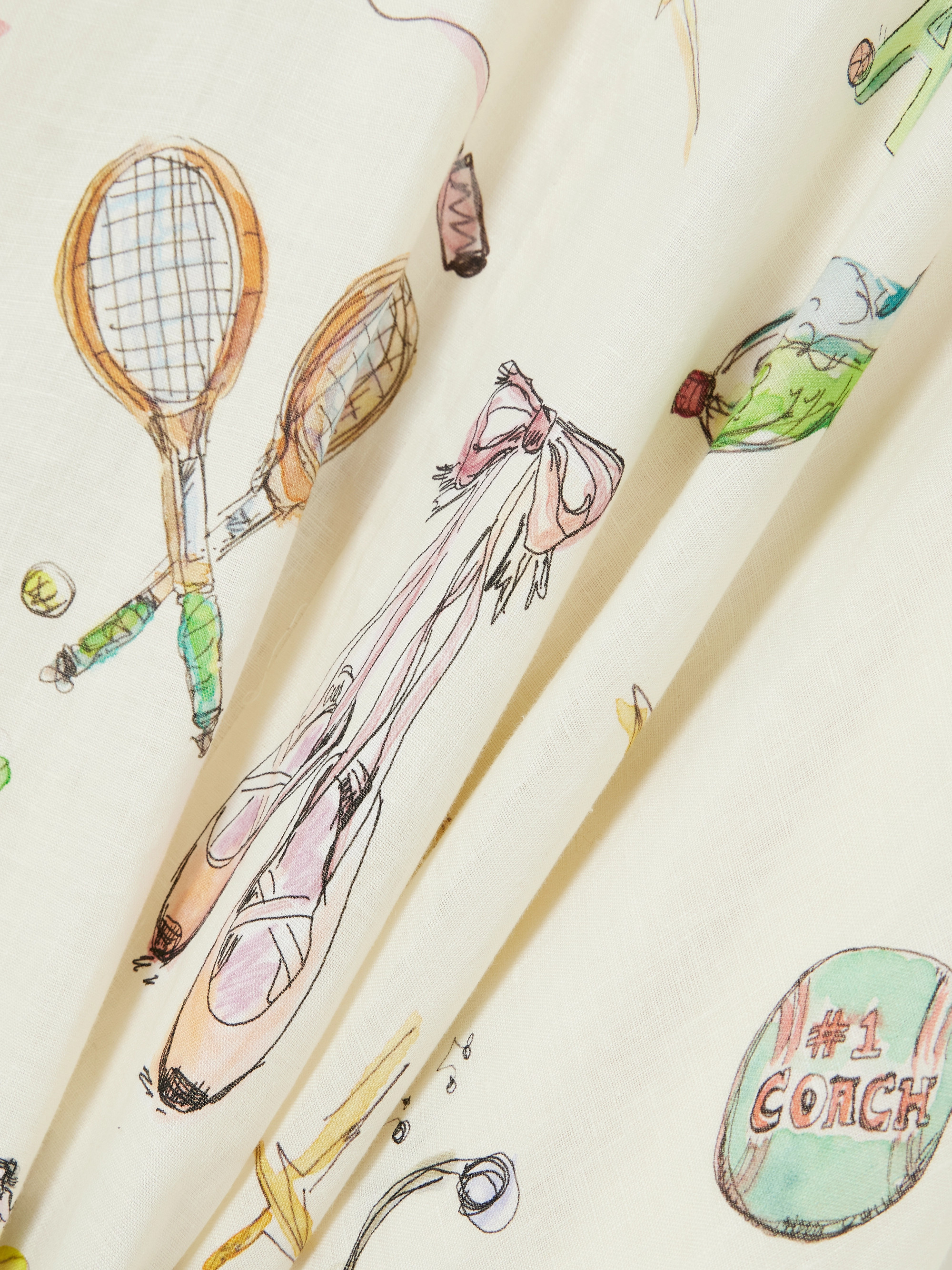 Alémais + Anouk Colantoni Ballet tie-detailed printed shirred linen dress thumbnail