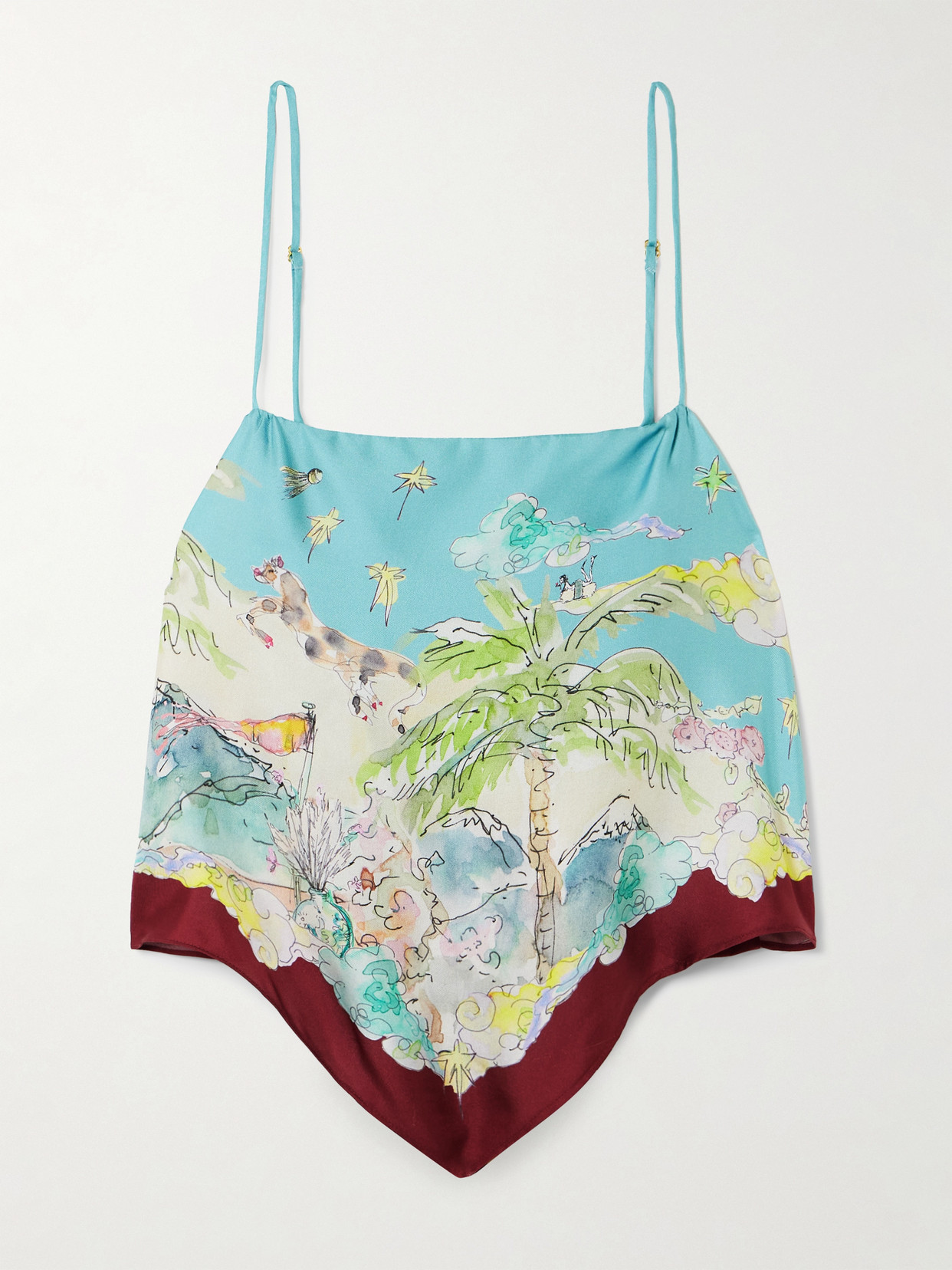 Alemais + Anouk Colantoni Daria Cropped Tie-detailed Printed Silk-twill Camisole