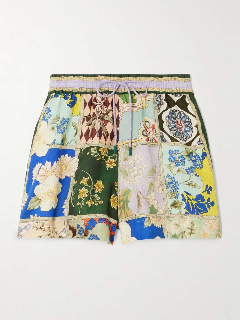 ALEMAIS Bianca Printed Linen Shorts
