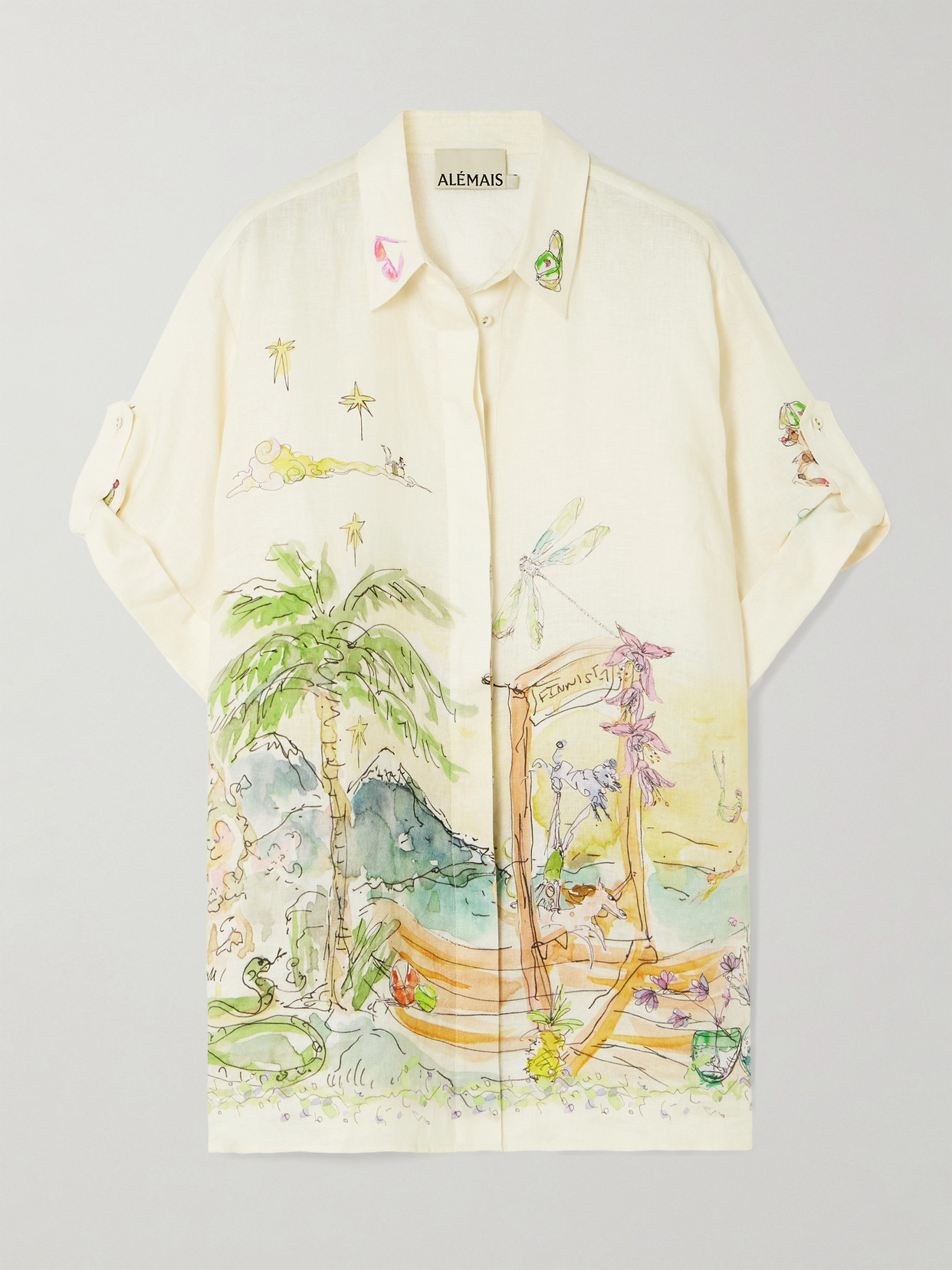 Alemais + Anouk Colantoni Printed Linen-gauze Shirt