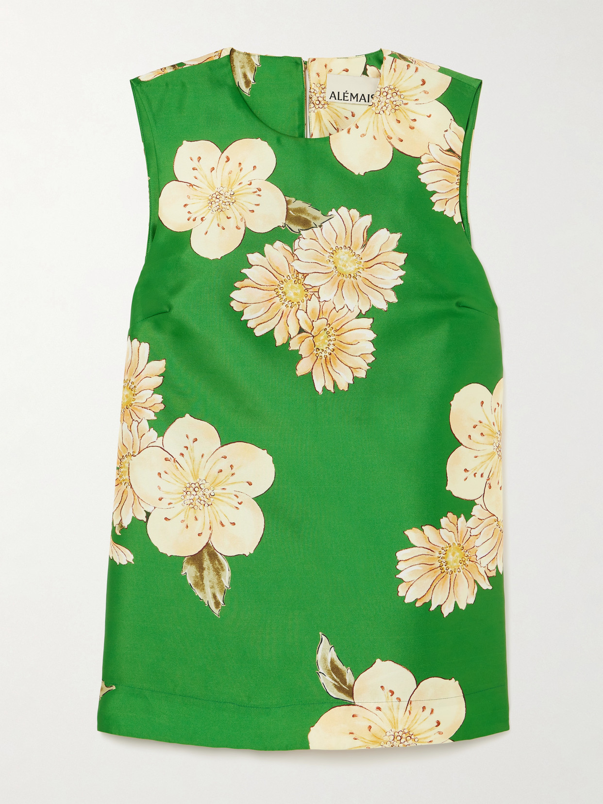 Alemais Sage Printed Recycled Satin-twill Top