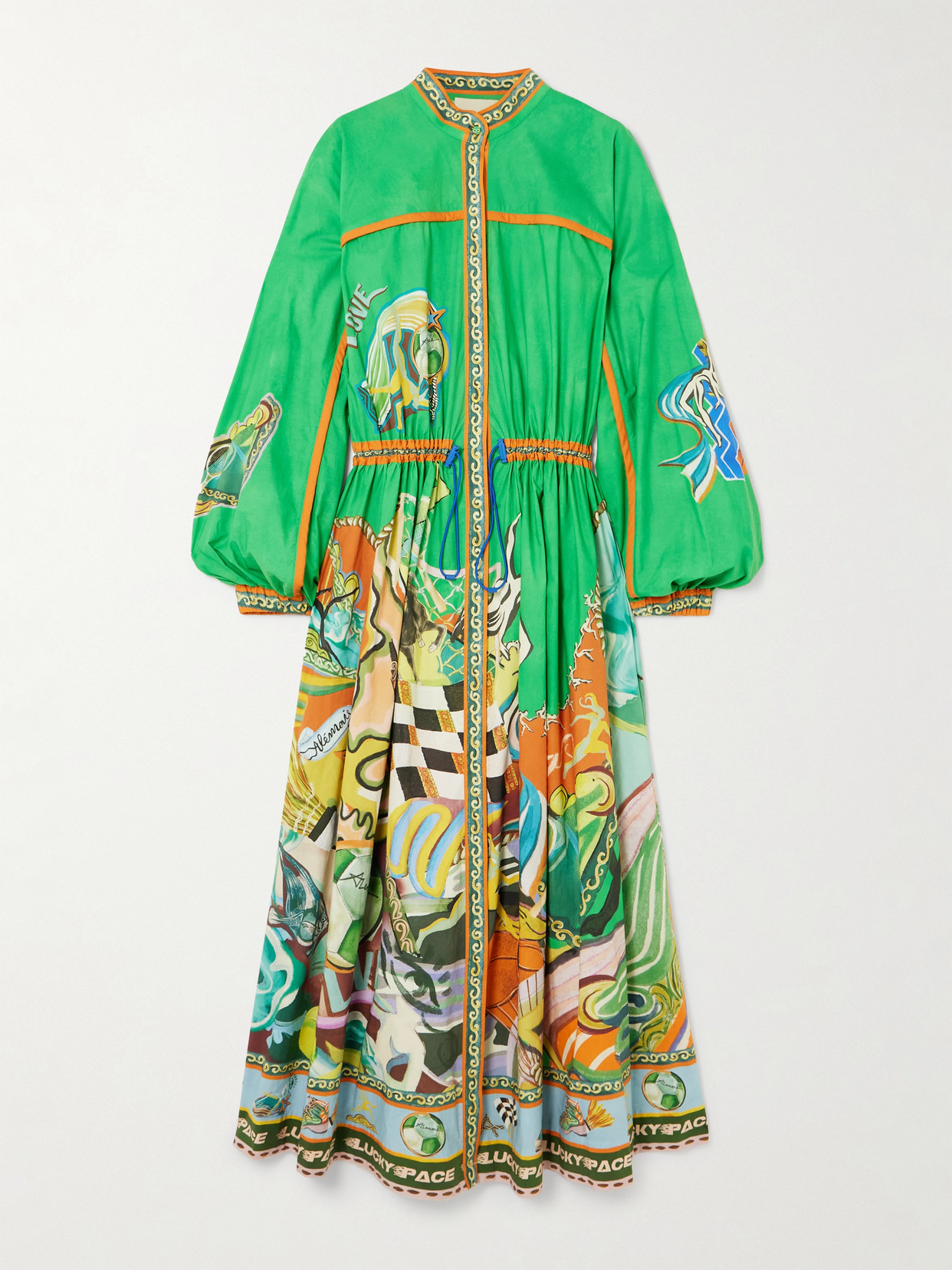 Alemais Lucky Pace Printed Organic Cotton-poplin Midi Shirt Dress
