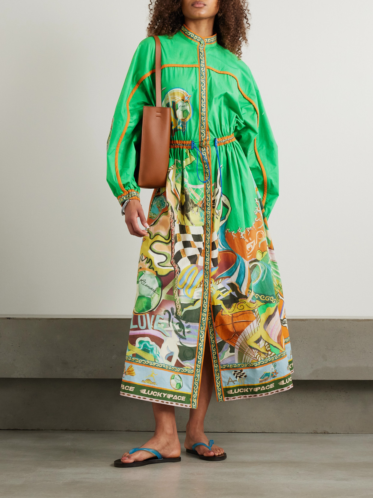 Alemais Lucky Pace Printed Organic Cotton-poplin Midi Shirt Dress